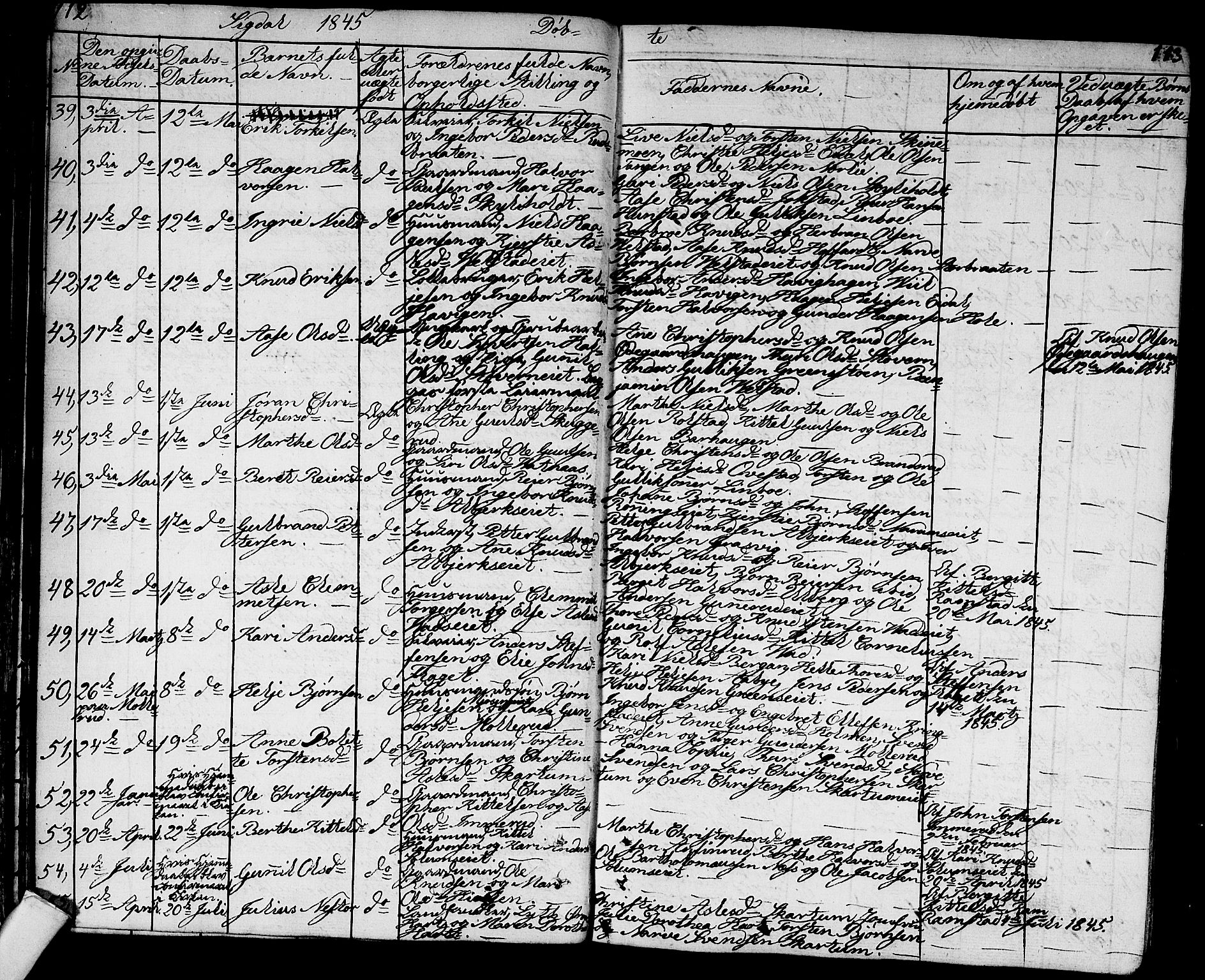 Sigdal kirkebøker, AV/SAKO-A-245/G/Ga/L0002: Parish register (copy) no. I 2, 1835-1856, p. 112-113