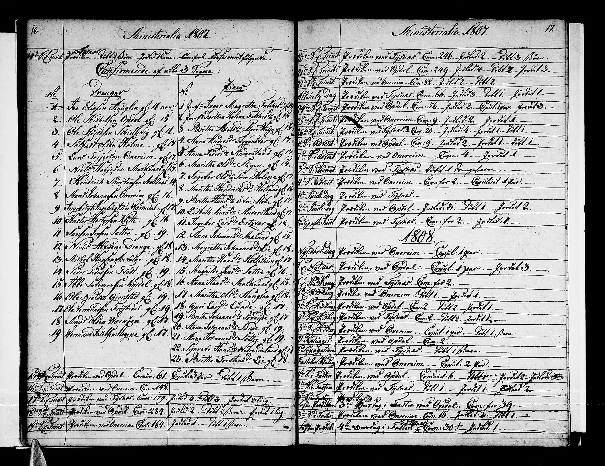 Tysnes sokneprestembete, SAB/A-78601/H/Haa: Parish register (official) no. A 6, 1804-1816, p. 16-17