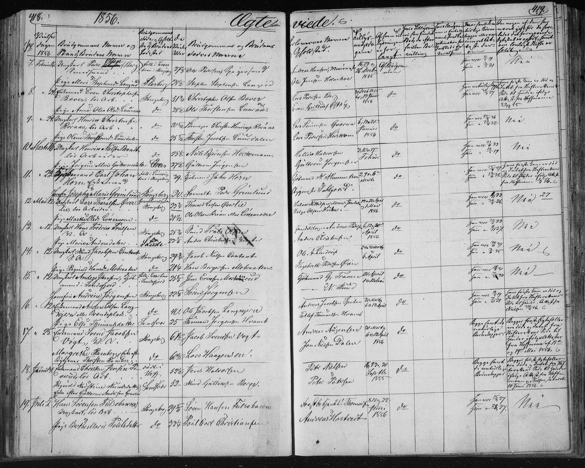 Kongsberg kirkebøker, SAKO/A-22/F/Fa/L0009: Parish register (official) no. I 9, 1839-1858, p. 418-419
