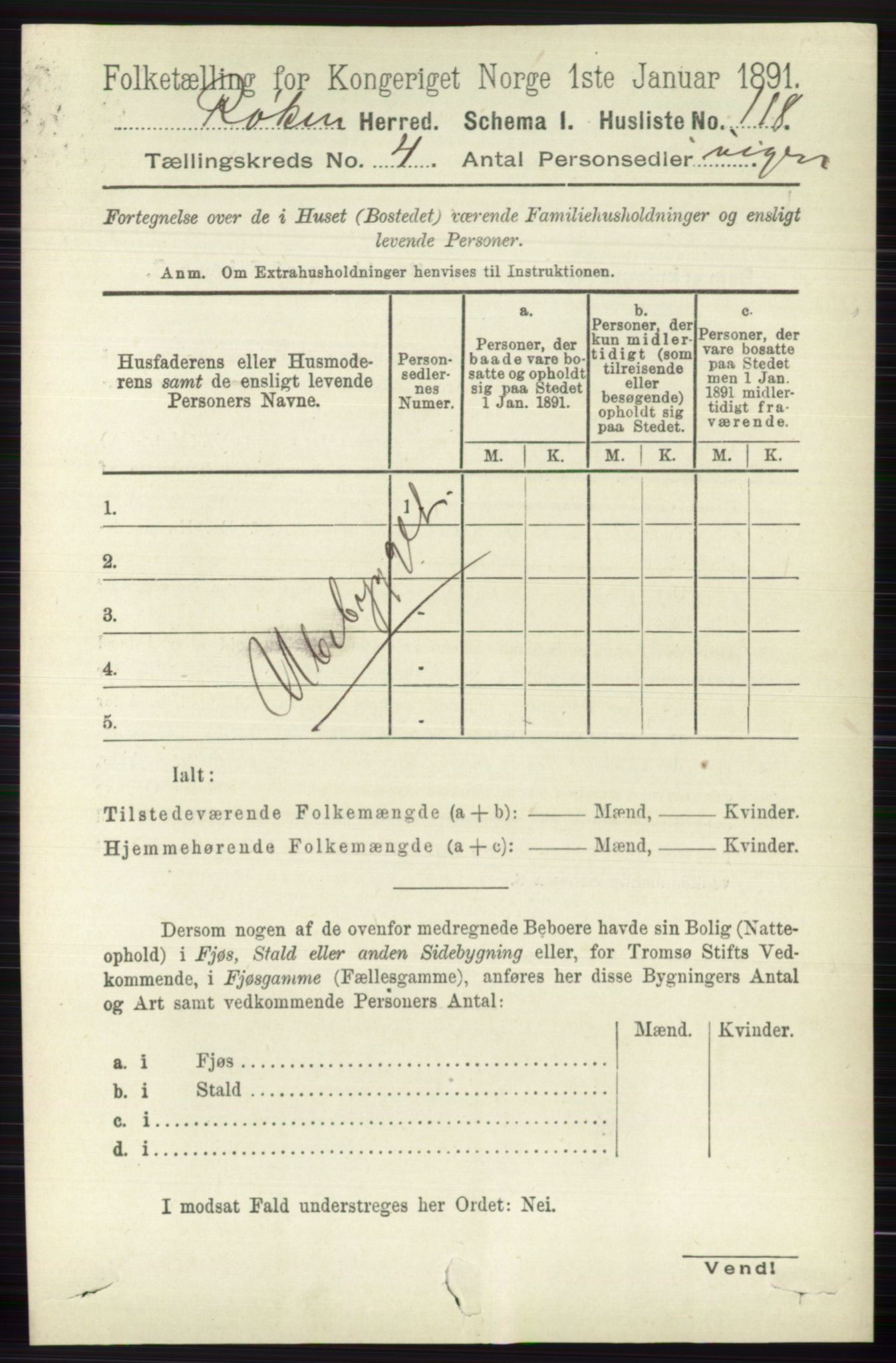 RA, 1891 census for 0627 Røyken, 1891, p. 1852