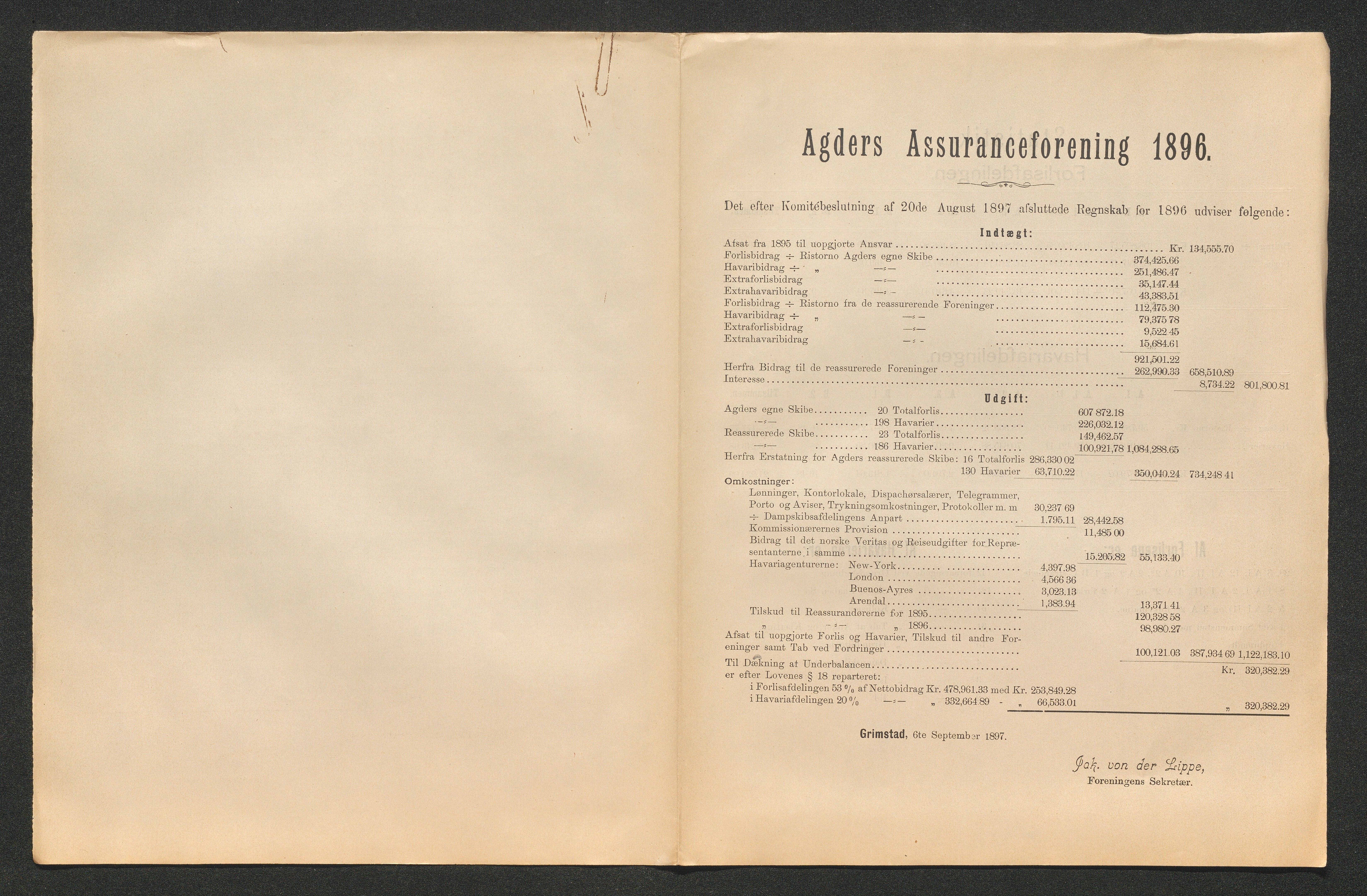 Agders Gjensidige Assuranceforening, AAKS/PA-1718/05/L0003: Regnskap, seilavdeling, pakkesak, 1890-1912