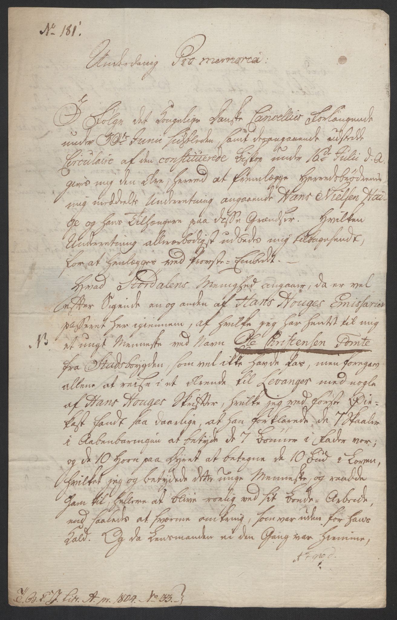 Justisdepartementet, Kommisjon i saken mot Hans Nielsen Hauge 1804, RA/S-1151/D/L0003: Hans Nielsen Hauges sak, 1813, p. 339