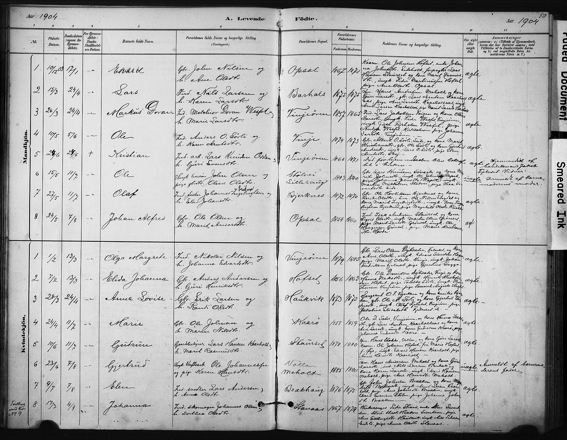 Ministerialprotokoller, klokkerbøker og fødselsregistre - Sør-Trøndelag, AV/SAT-A-1456/631/L0512: Parish register (official) no. 631A01, 1879-1912, p. 50