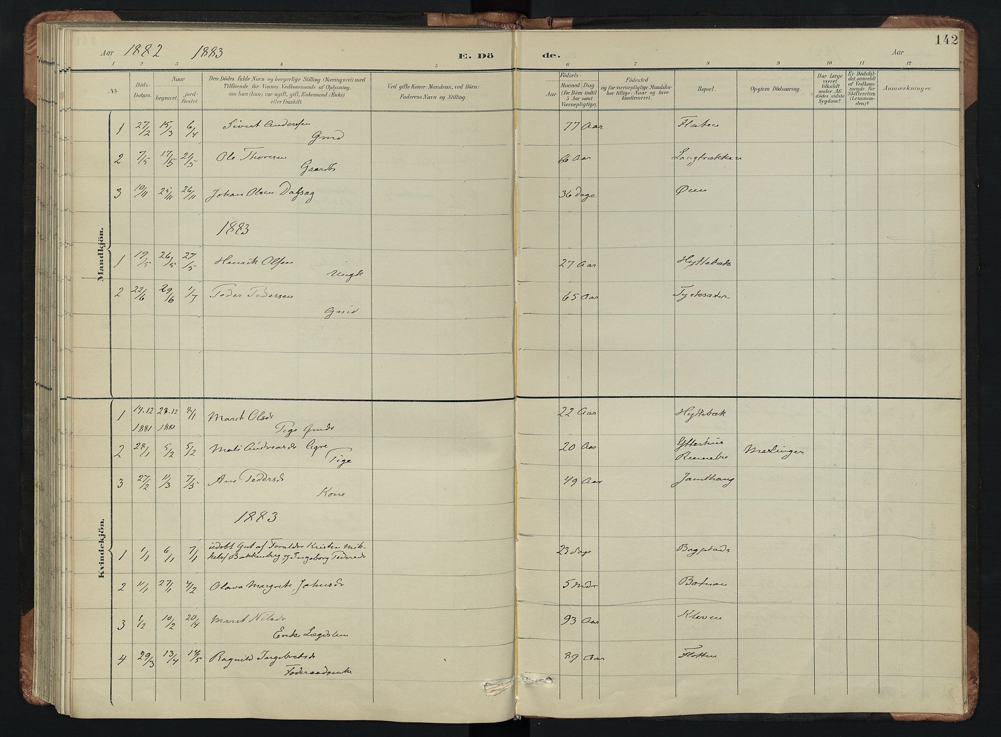 Kvikne prestekontor, AV/SAH-PREST-064/H/Ha/Hab/L0002: Parish register (copy) no. 2, 1859-1901, p. 142