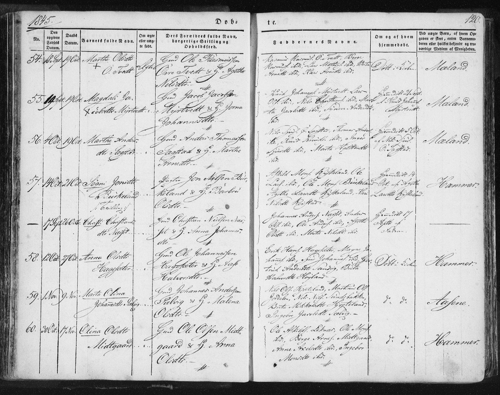 Hamre sokneprestembete, AV/SAB-A-75501/H/Ha/Haa/Haaa/L0012: Parish register (official) no. A 12, 1834-1845, p. 120