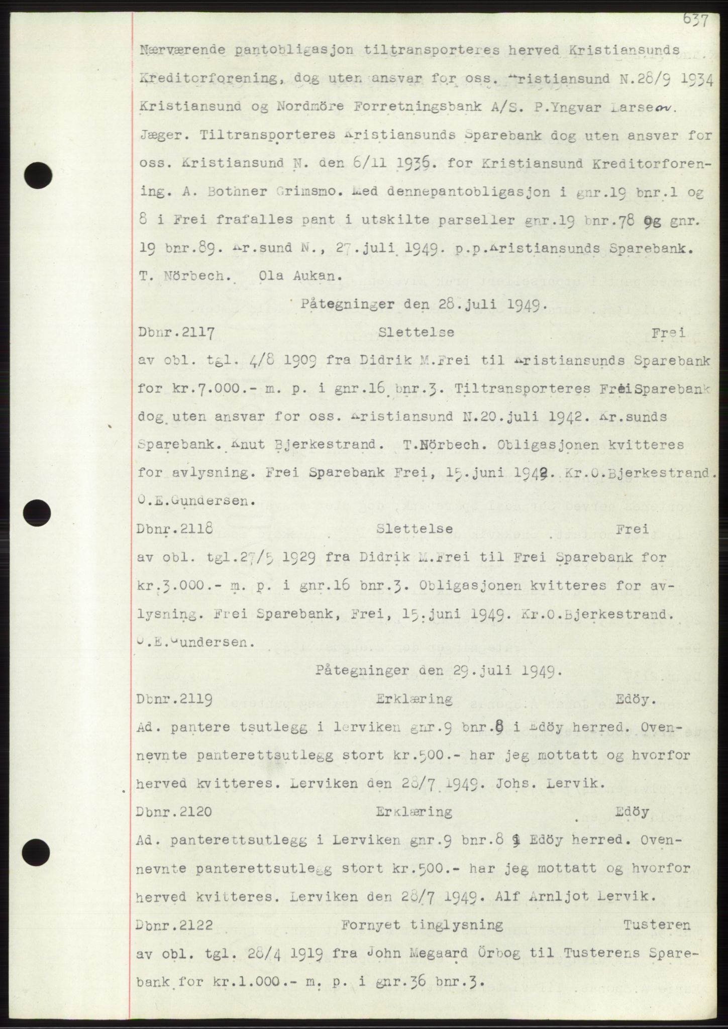 Nordmøre sorenskriveri, SAT/A-4132/1/2/2Ca: Mortgage book no. C82b, 1946-1951, Diary no: : 2117/1949
