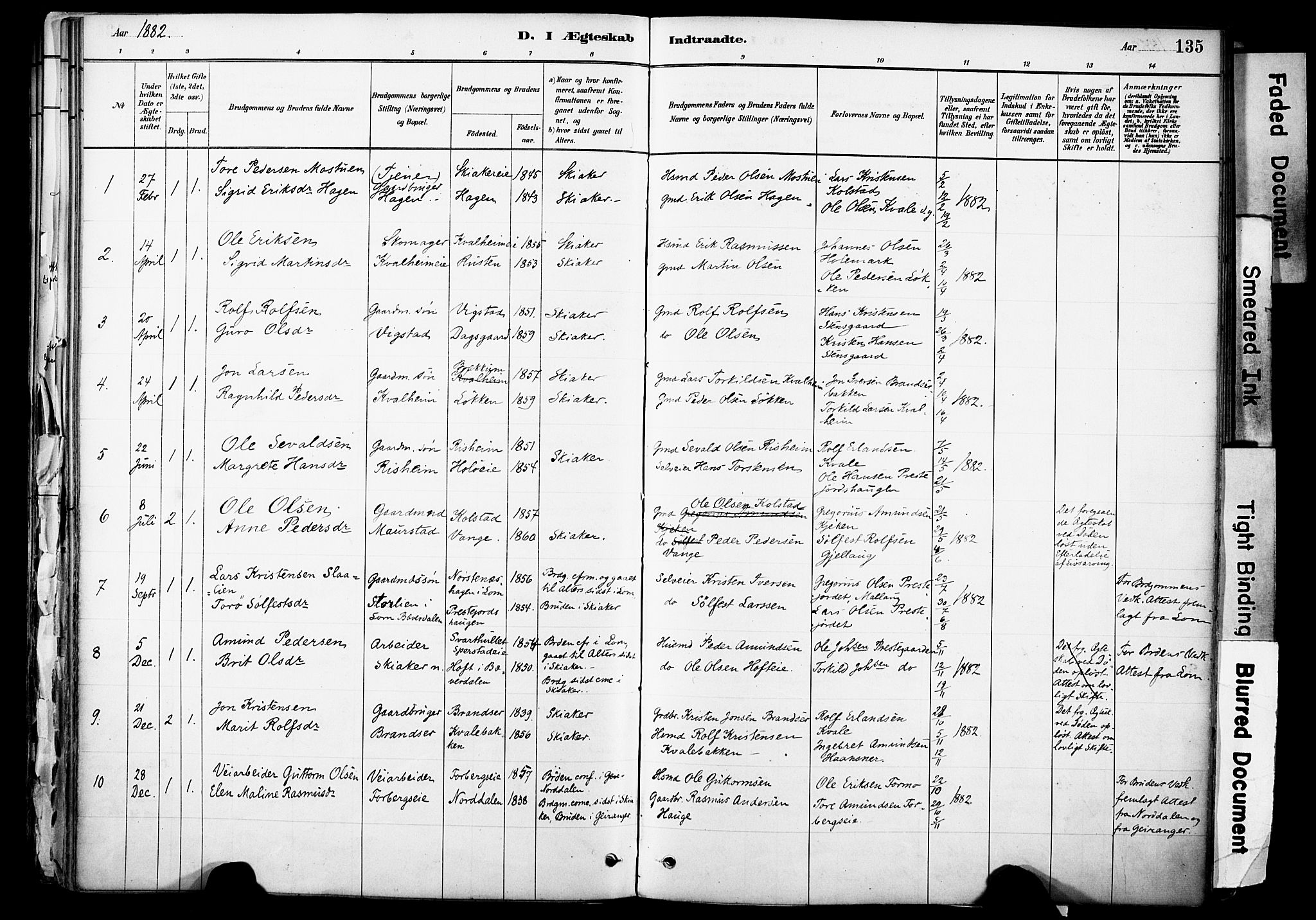 Skjåk prestekontor, SAH/PREST-072/H/Ha/Haa/L0003: Parish register (official) no. 3, 1880-1907, p. 135