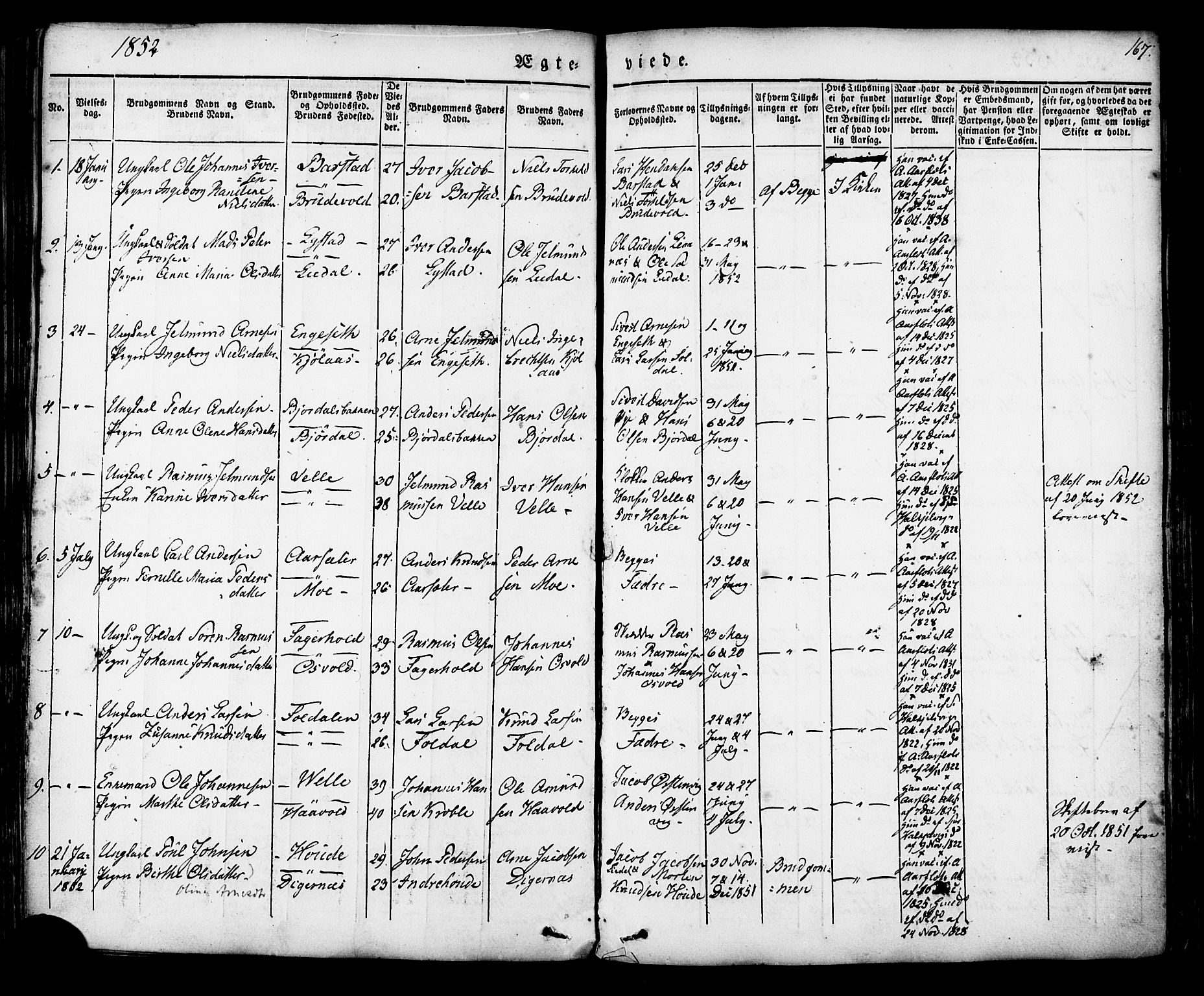 Ministerialprotokoller, klokkerbøker og fødselsregistre - Møre og Romsdal, AV/SAT-A-1454/513/L0174: Parish register (official) no. 513A01, 1831-1855, p. 167