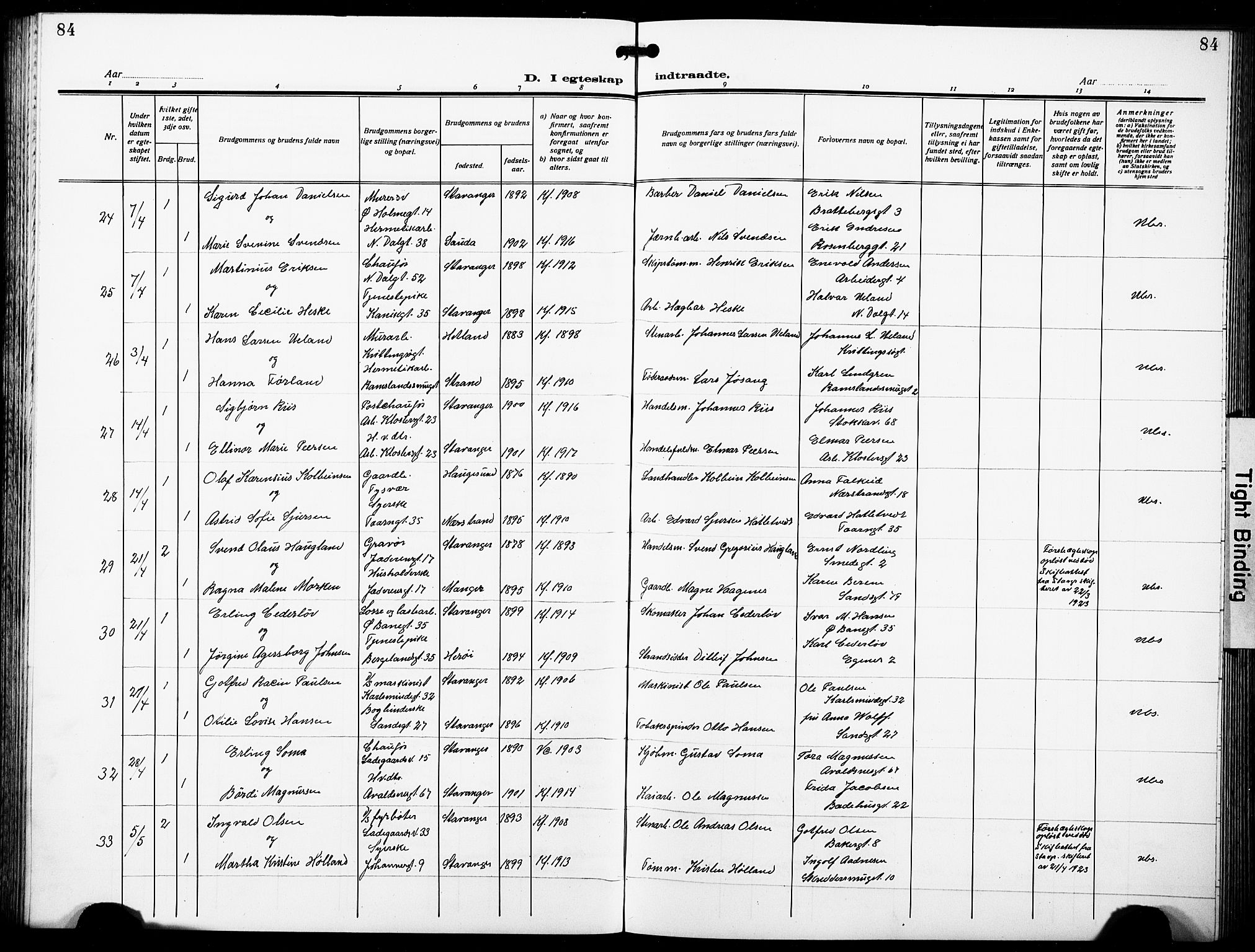 St. Johannes sokneprestkontor, AV/SAST-A-101814/001/30/30BB/L0007: Parish register (copy) no. B 7, 1917-1932, p. 84