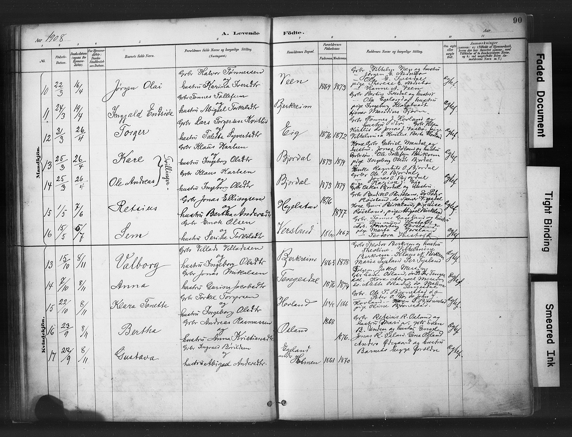 Helleland sokneprestkontor, AV/SAST-A-101810: Parish register (copy) no. B 5, 1887-1908, p. 90