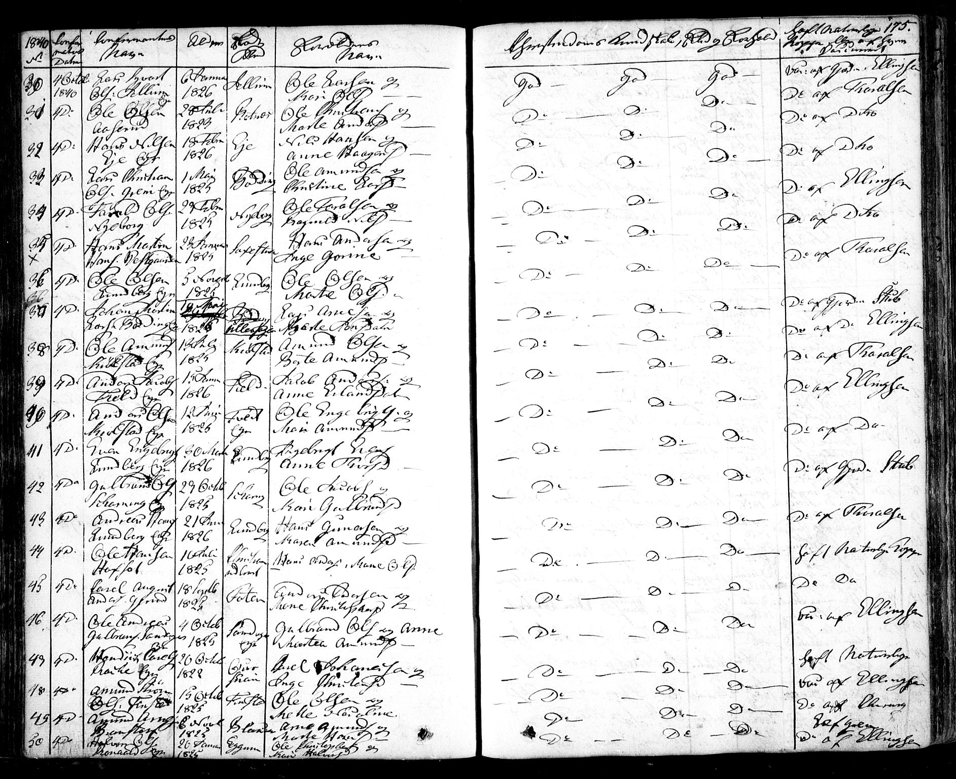 Nes prestekontor Kirkebøker, AV/SAO-A-10410/F/Fa/L0006: Parish register (official) no. I 6, 1833-1845, p. 175