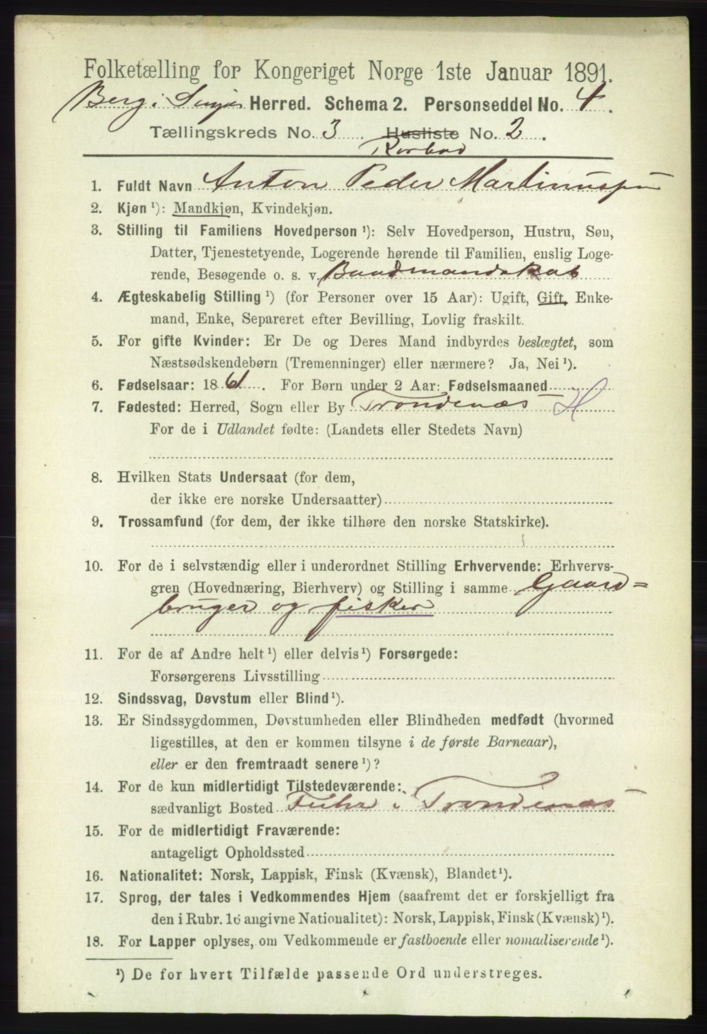 RA, 1891 census for 1929 Berg, 1891, p. 1354