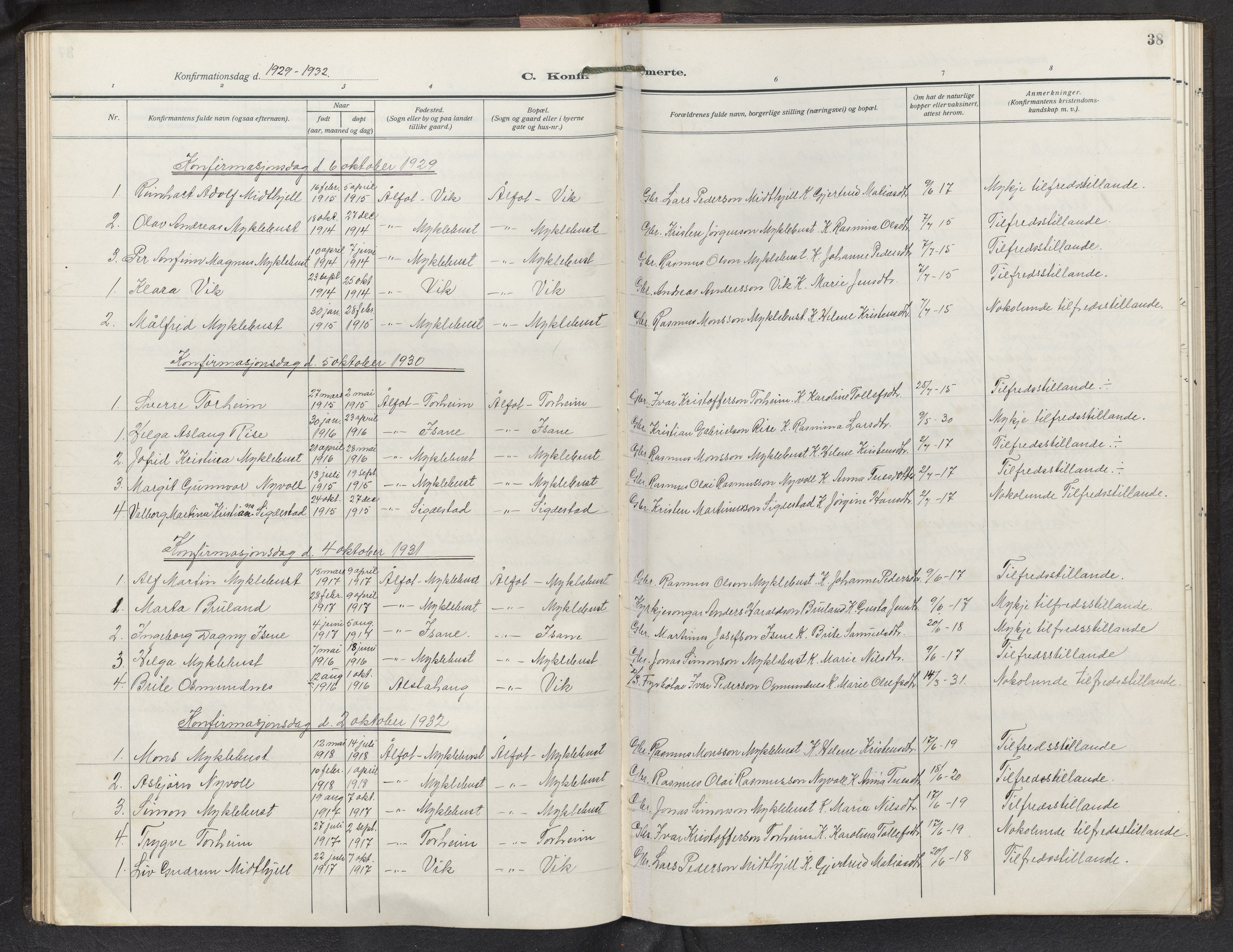 Davik sokneprestembete, AV/SAB-A-79701/H/Hab/Habd/L0003: Parish register (copy) no. D 3, 1917-1953, p. 37b-38a