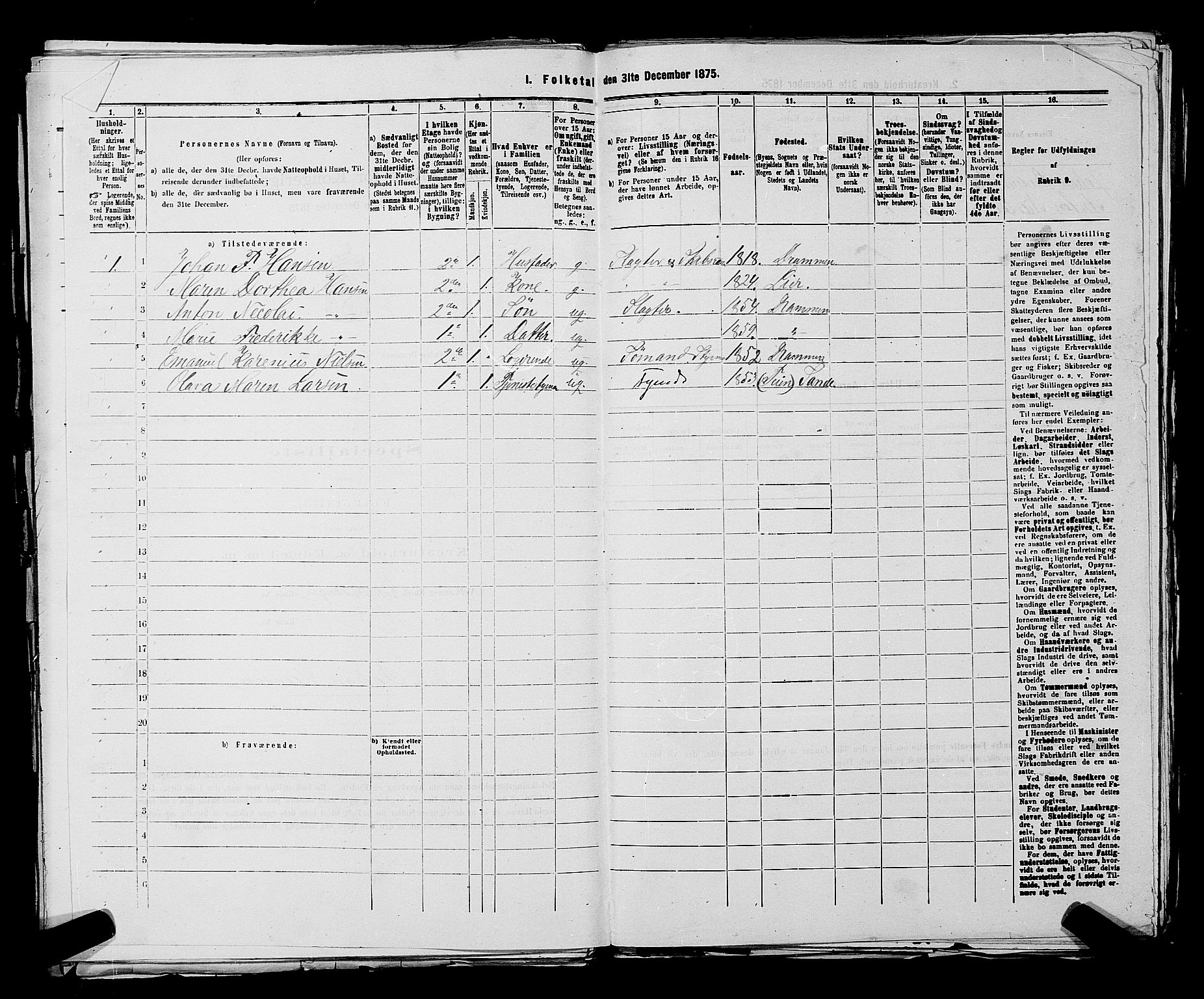 SAKO, 1875 census for 0602 Drammen, 1875, p. 3742