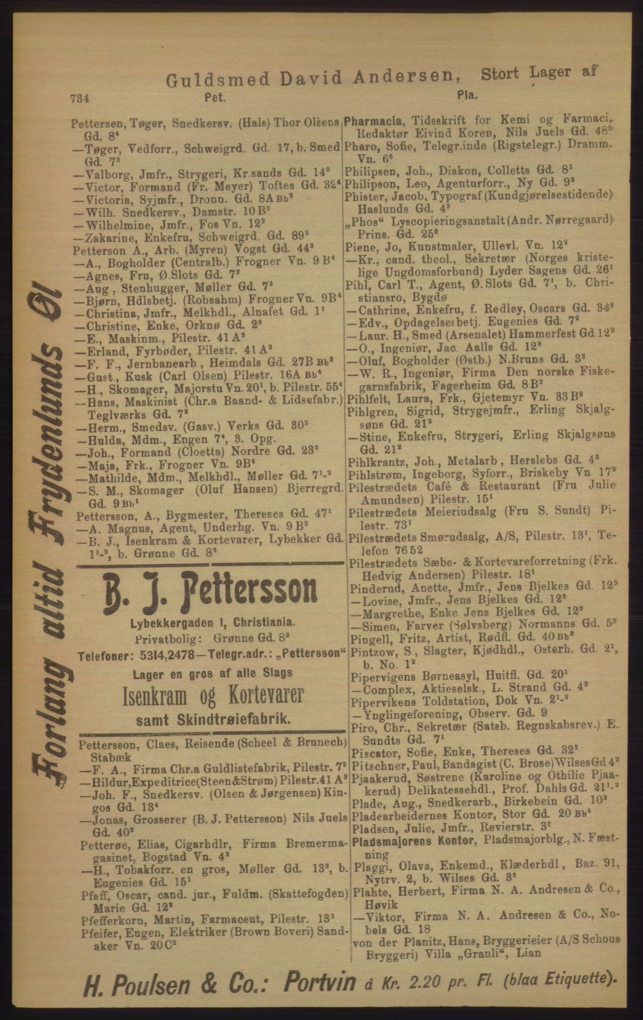 Kristiania/Oslo adressebok, PUBL/-, 1906, p. 734