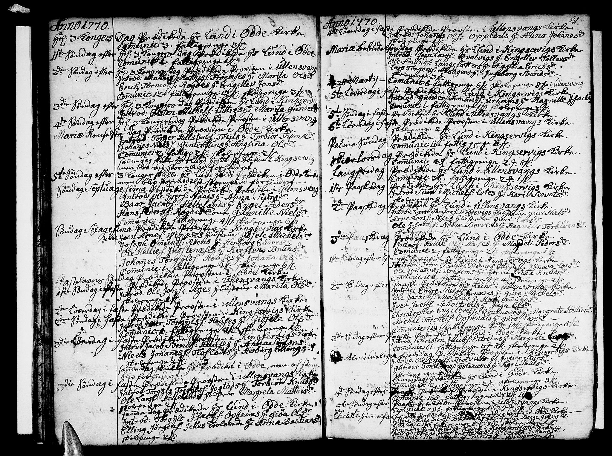 Ullensvang sokneprestembete, AV/SAB-A-78701/H/Haa: Parish register (official) no. A 6 /1, 1758-1788, p. 31