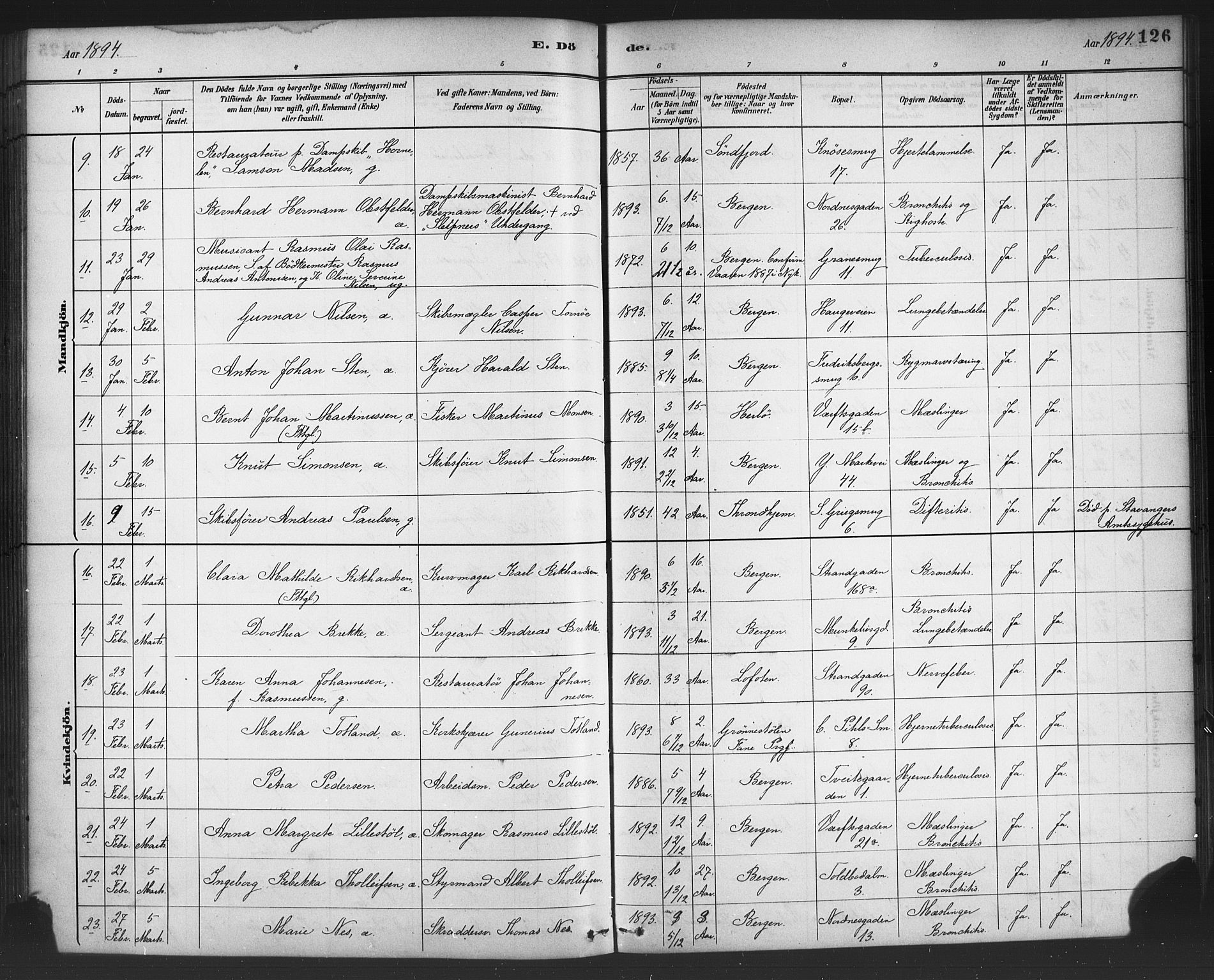 Nykirken Sokneprestembete, SAB/A-77101/H/Haa/L0044: Parish register (official) no. E 4, 1882-1898, p. 126