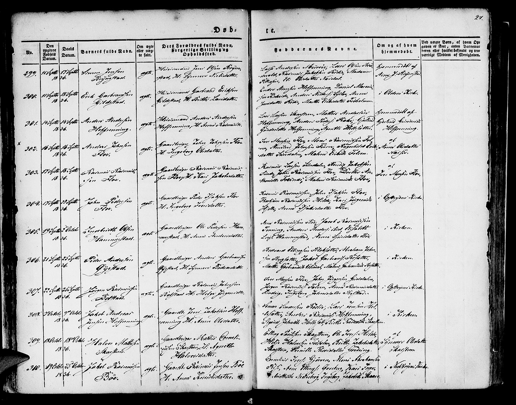 Innvik sokneprestembete, AV/SAB-A-80501: Parish register (official) no. A 4I, 1831-1846, p. 27