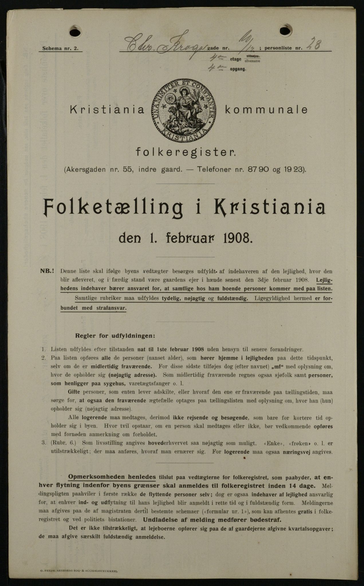 OBA, Municipal Census 1908 for Kristiania, 1908, p. 11057