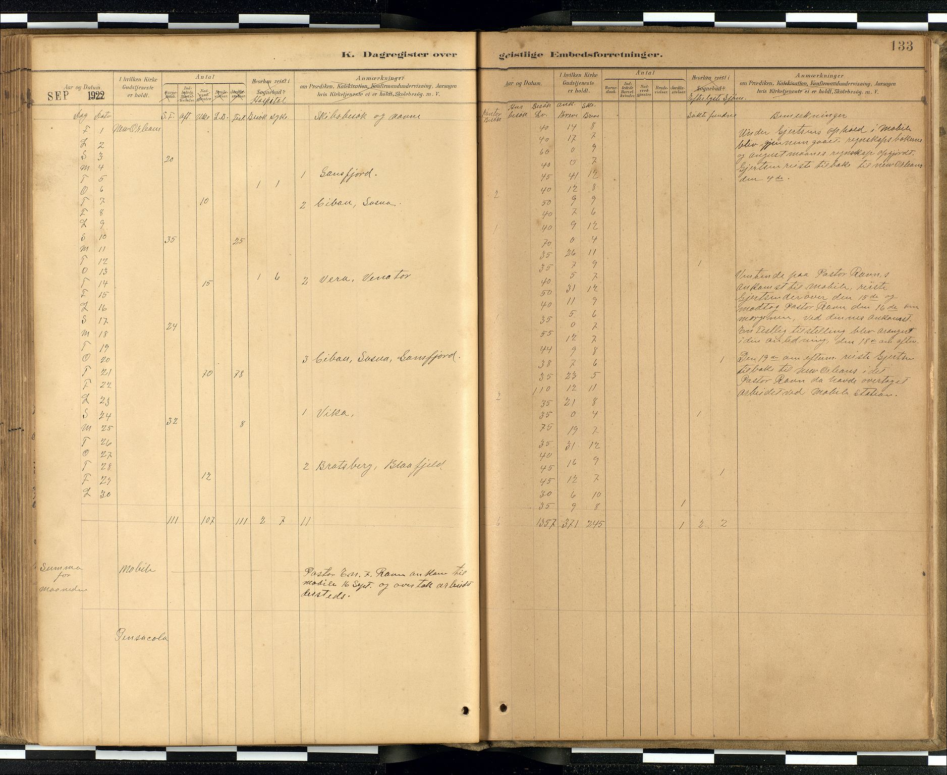 Den norske sjømannsmisjon i utlandet / Quebec (Canada) samt Pensacola--Savannah-Mobile-New Orleans-Gulfport (Gulfhamnene i USA), SAB/SAB/PA-0114/H/Ha/L0001: Parish register (official) no. A 1, 1887-1924, p. 132b-133a