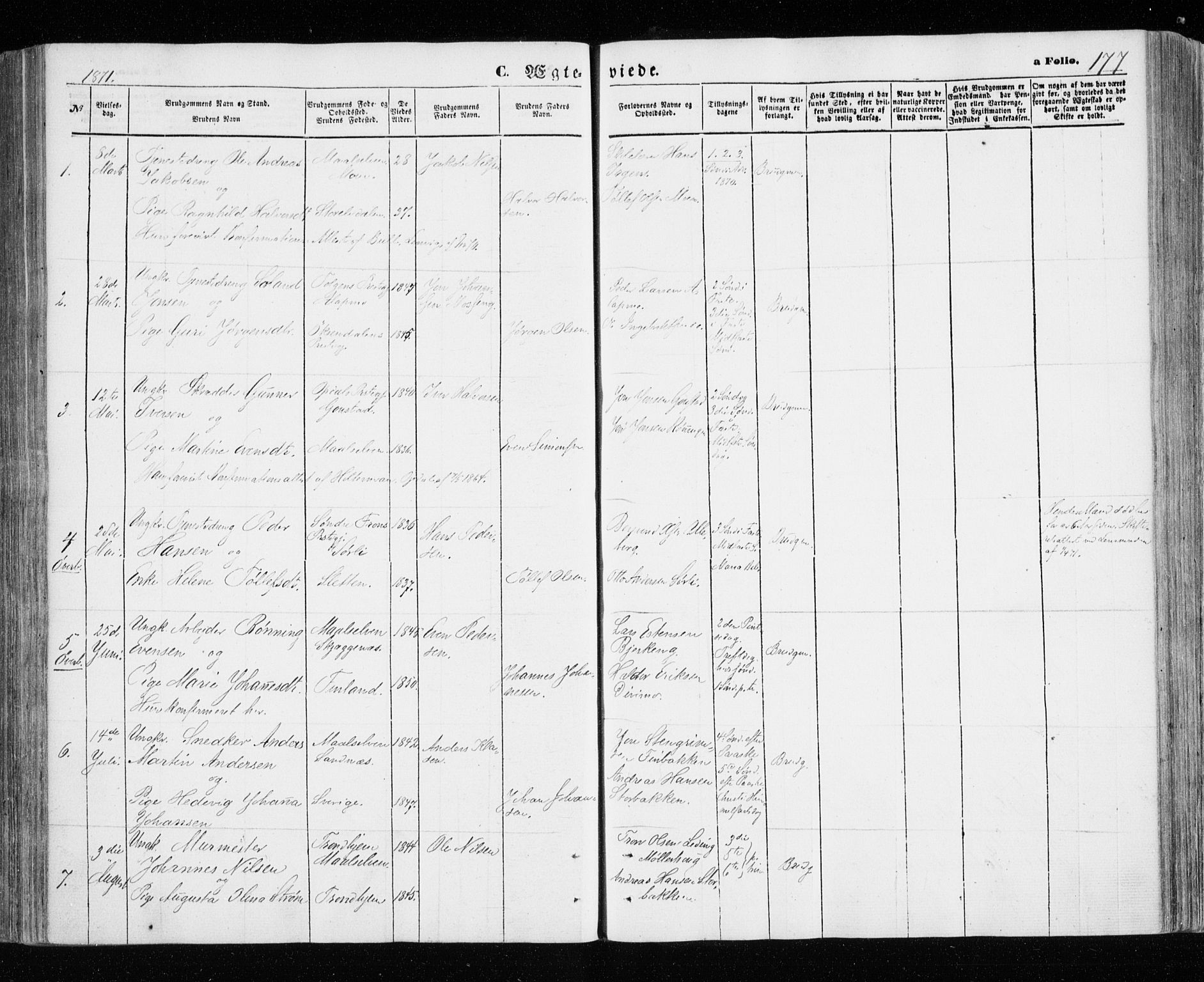 Målselv sokneprestembete, SATØ/S-1311/G/Ga/Gaa/L0004kirke: Parish register (official) no. 4, 1863-1872, p. 177