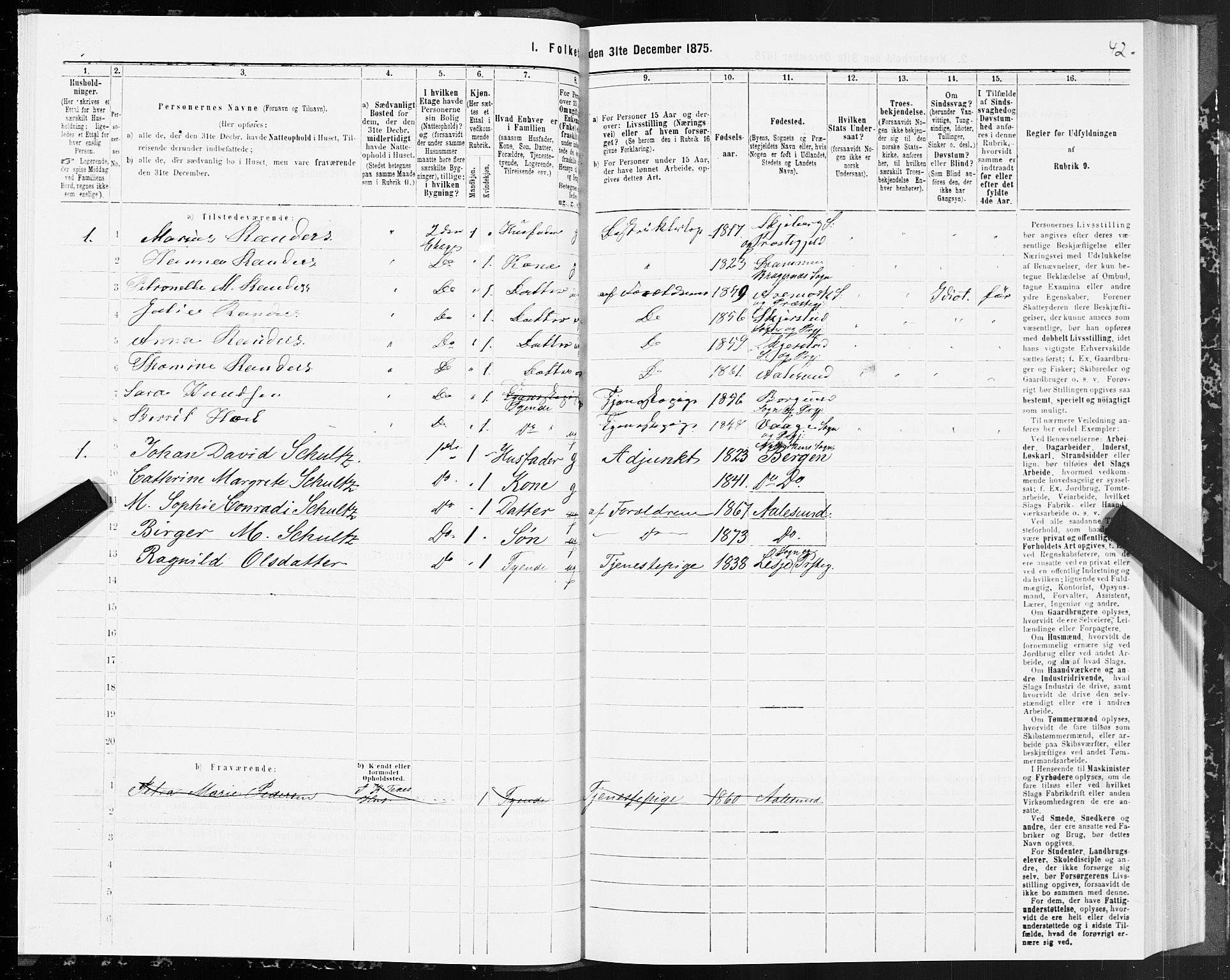 SAT, 1875 census for 1501P Ålesund, 1875, p. 3042