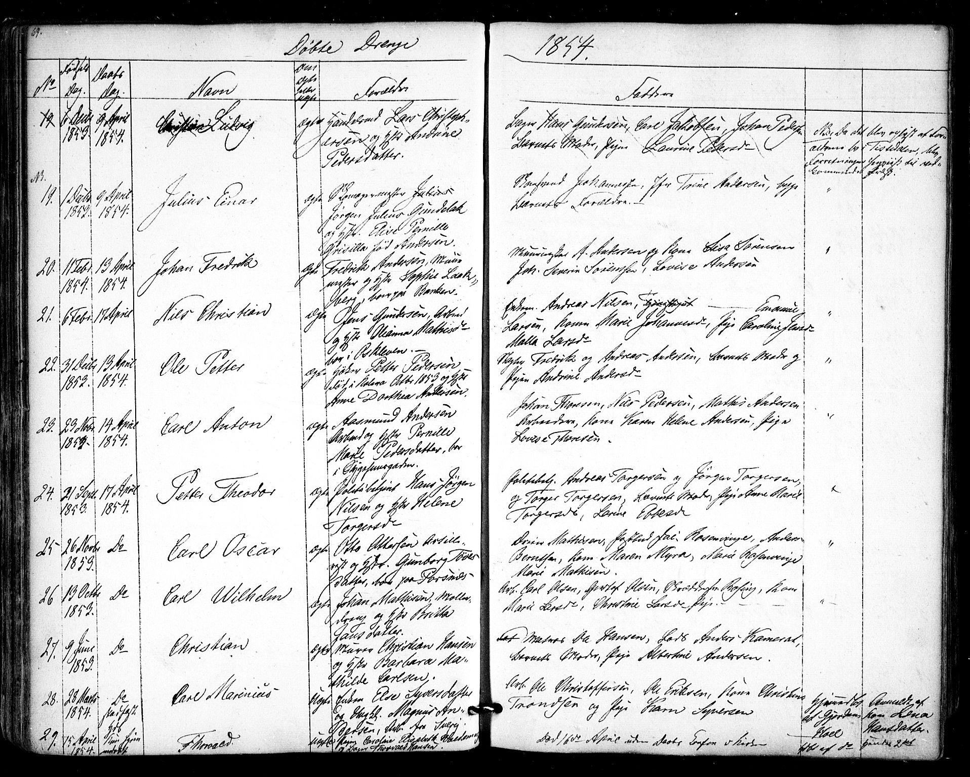 Halden prestekontor Kirkebøker, AV/SAO-A-10909/F/Fa/L0006: Parish register (official) no. I 6, 1845-1856, p. 69