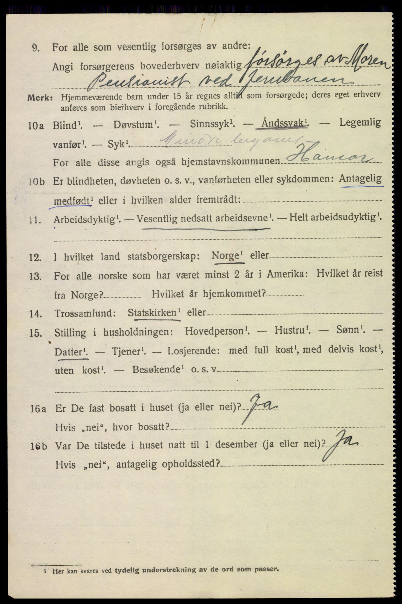 SAH, 1920 census for Hamar, 1920, p. 7806