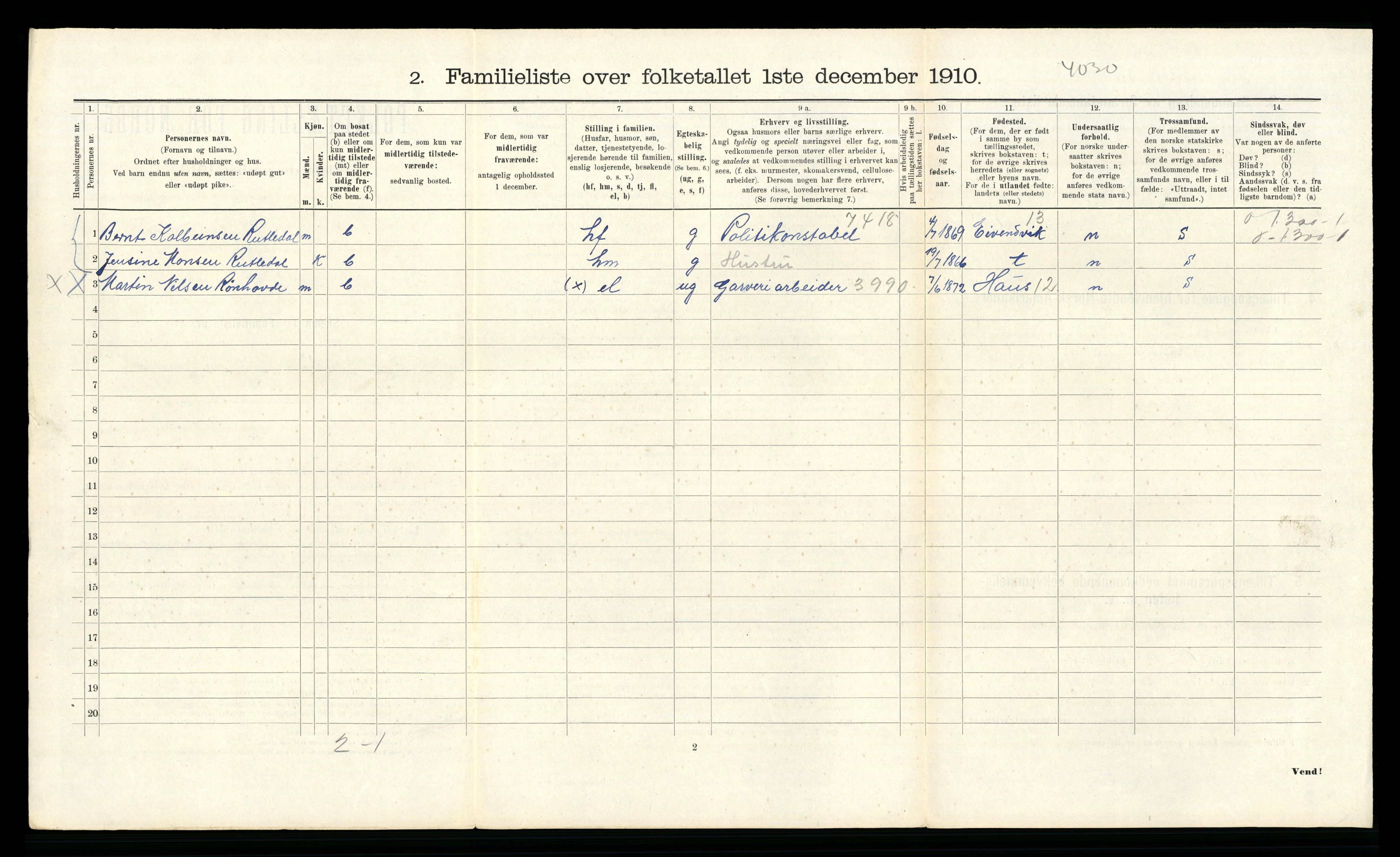 RA, 1910 census for Bergen, 1910, p. 31584