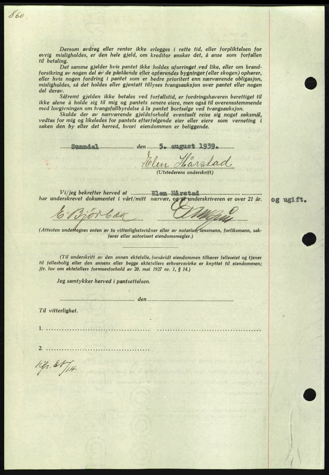 Nordmøre sorenskriveri, AV/SAT-A-4132/1/2/2Ca: Mortgage book no. B85, 1939-1939, Diary no: : 2270/1939