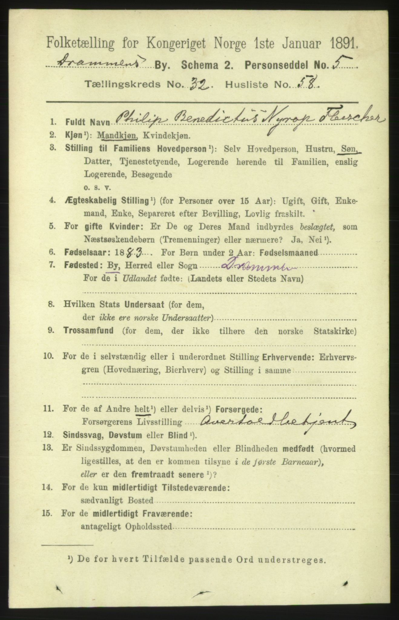 RA, 1891 census for 0602 Drammen, 1891, p. 20077