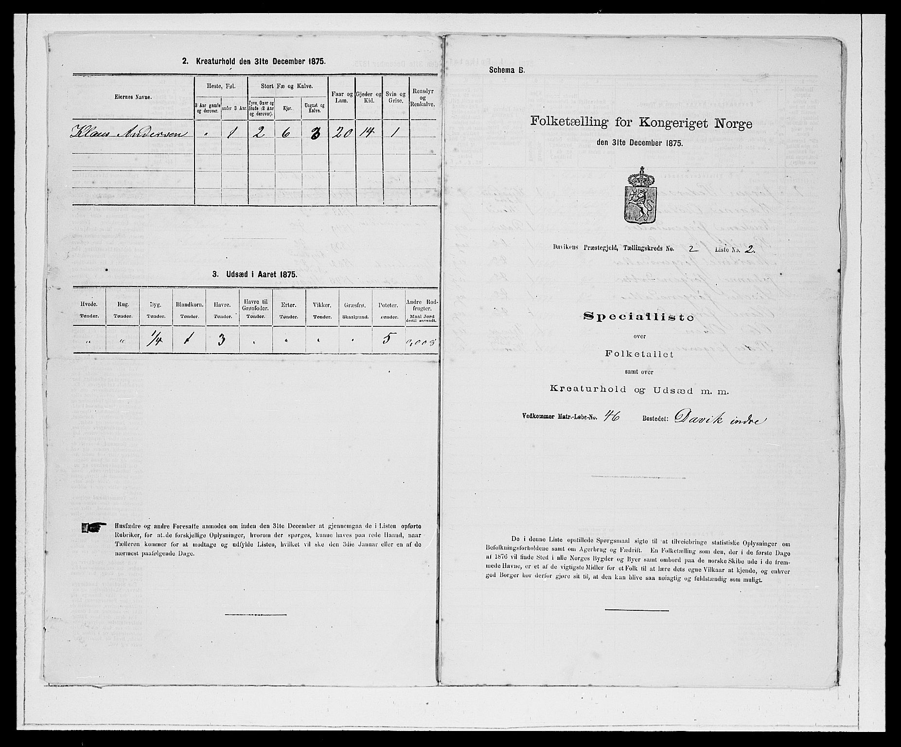 SAB, 1875 Census for 1442P Davik, 1875, p. 173