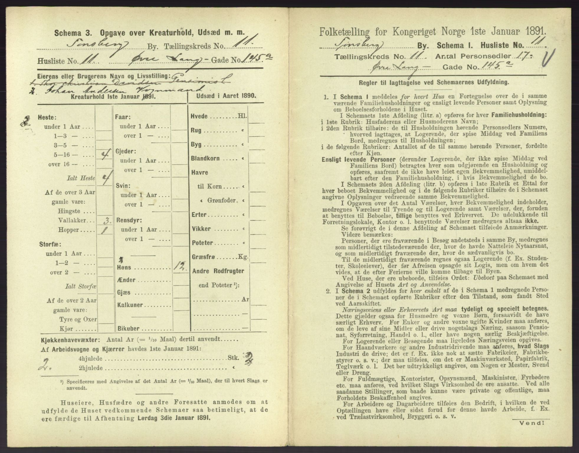 RA, 1891 census for 0705 Tønsberg, 1891, p. 452