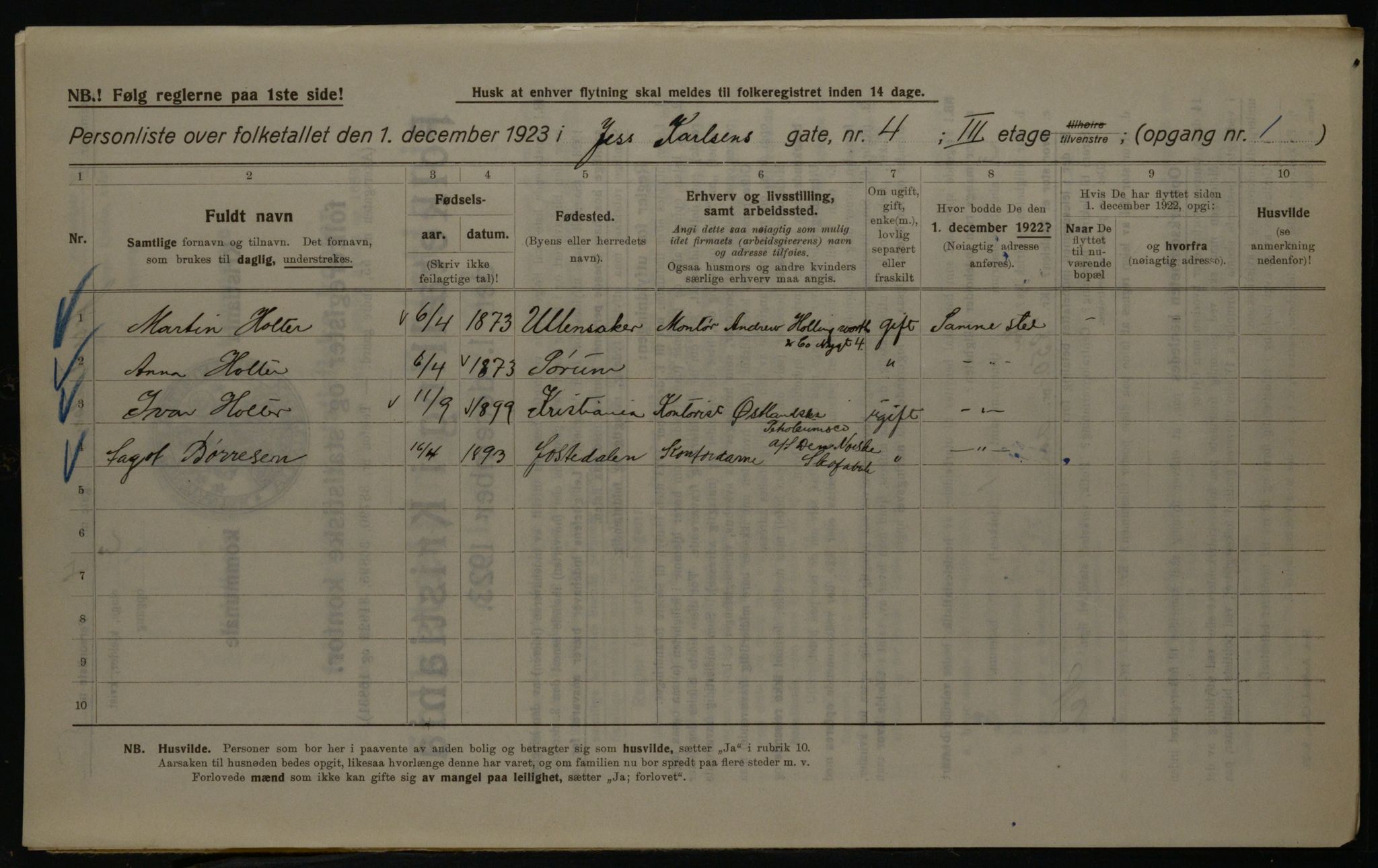 OBA, Municipal Census 1923 for Kristiania, 1923, p. 52628