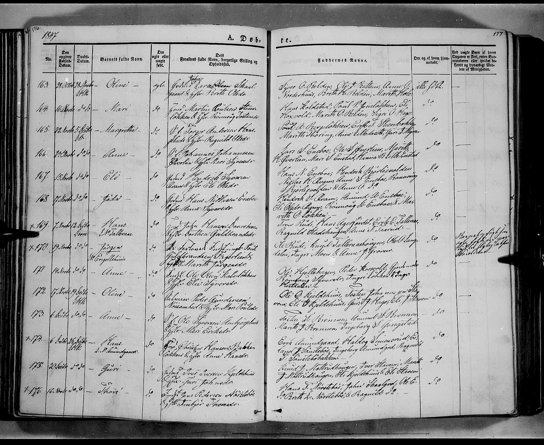 Lesja prestekontor, AV/SAH-PREST-068/H/Ha/Haa/L0006: Parish register (official) no. 6A, 1843-1854, p. 176-177