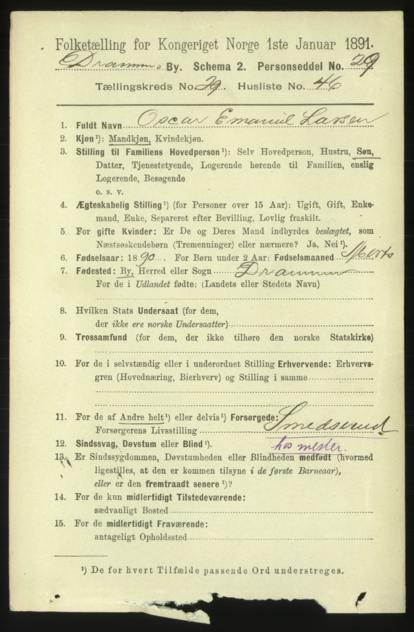 RA, 1891 census for 0602 Drammen, 1891, p. 18072