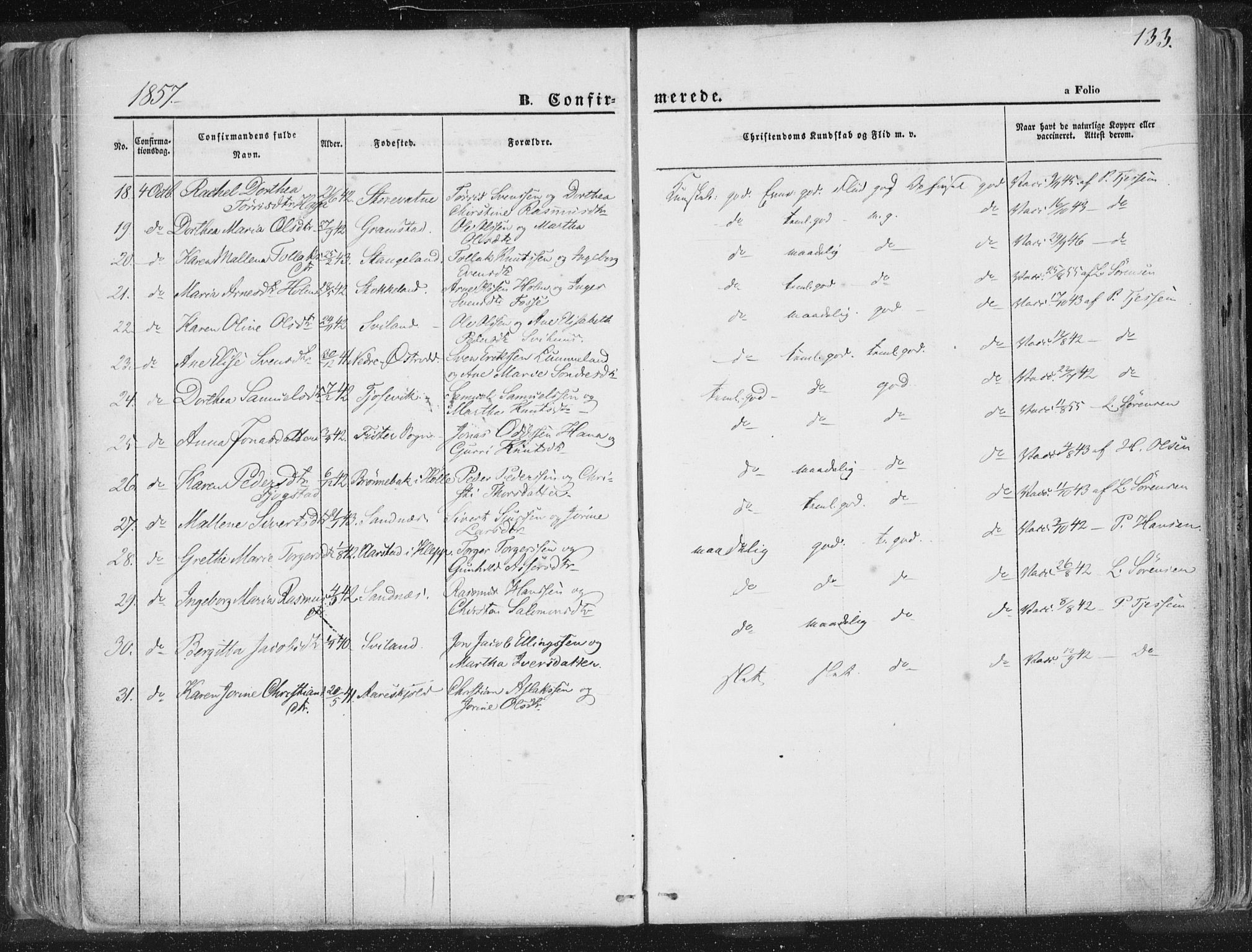 Høyland sokneprestkontor, SAST/A-101799/001/30BA/L0010: Parish register (official) no. A 9.1, 1857-1877, p. 133