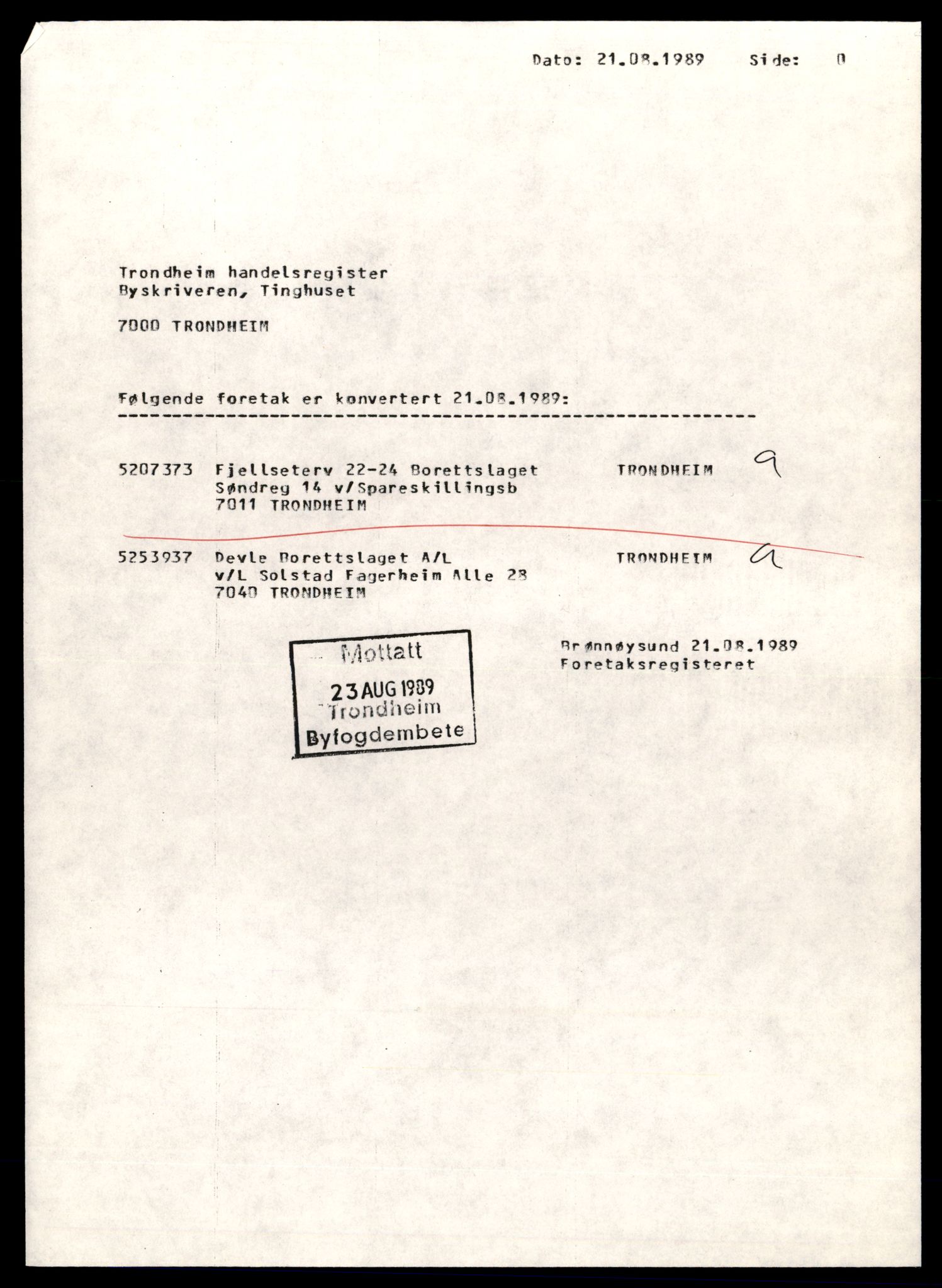 Trondheim byfogd, AV/SAT-A-0003/2/J/Jd/Jdd/L0063: Andelslag og borettslag, Fj-Ly, 1944-1990, p. 1