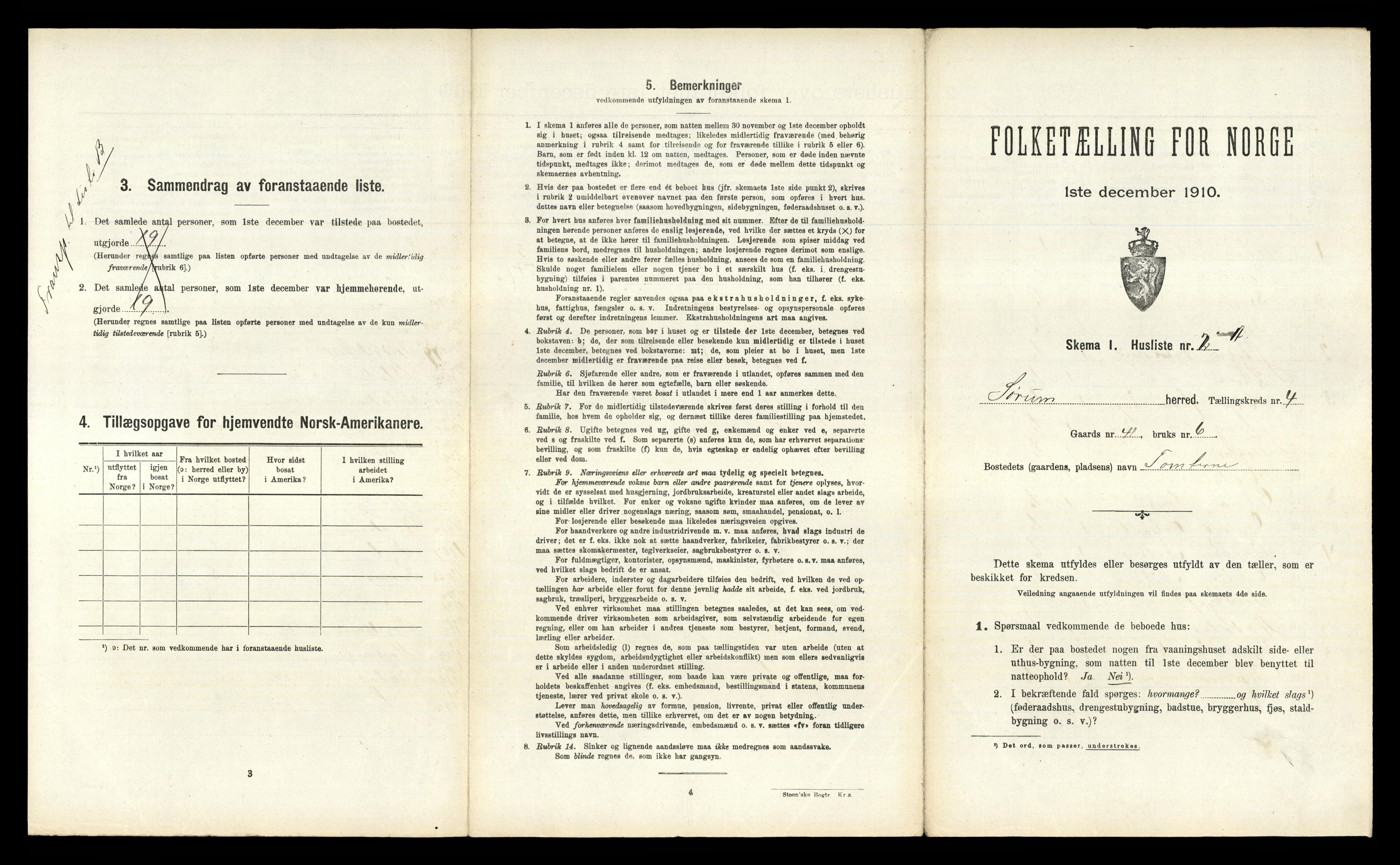 RA, 1910 census for Sørum, 1910, p. 411