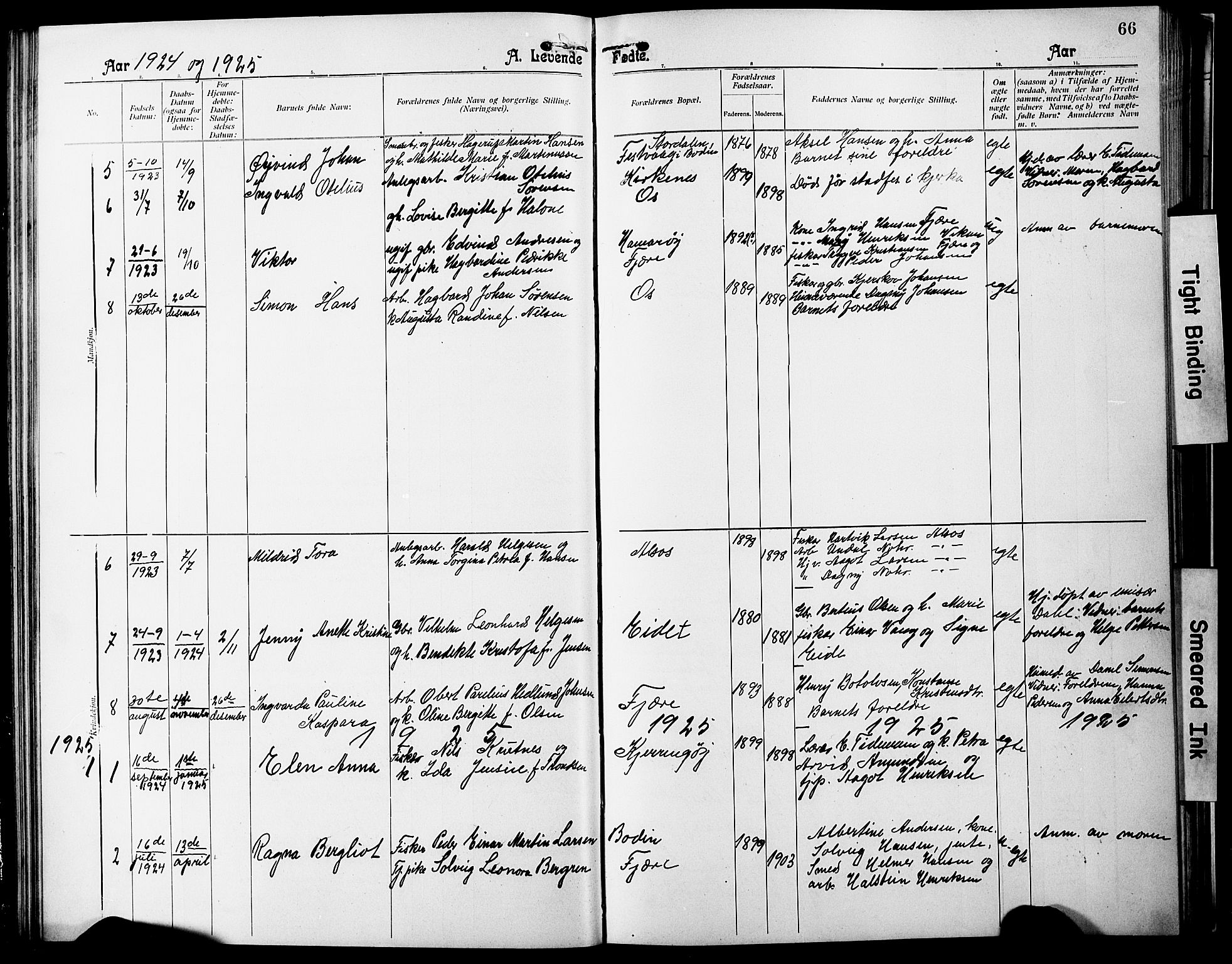 Ministerialprotokoller, klokkerbøker og fødselsregistre - Nordland, SAT/A-1459/803/L0077: Parish register (copy) no. 803C04, 1897-1930, p. 66