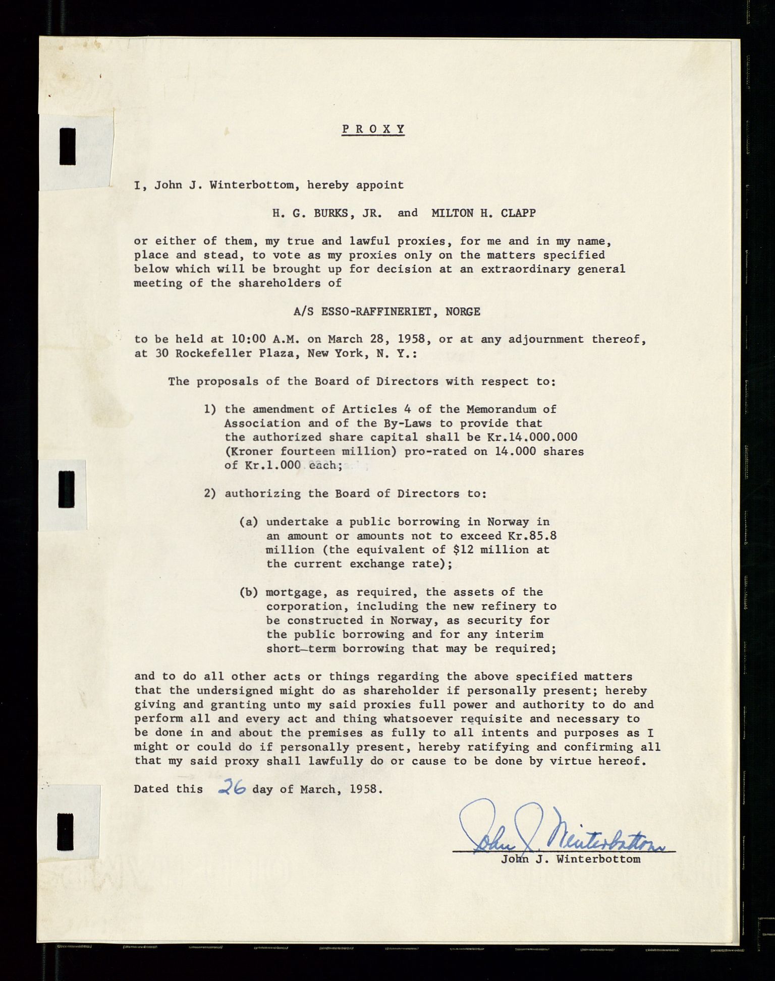 PA 1537 - A/S Essoraffineriet Norge, AV/SAST-A-101957/A/Aa/L0001/0002: Styremøter / Shareholder meetings, board meetings, by laws (vedtekter), 1957-1960, p. 80