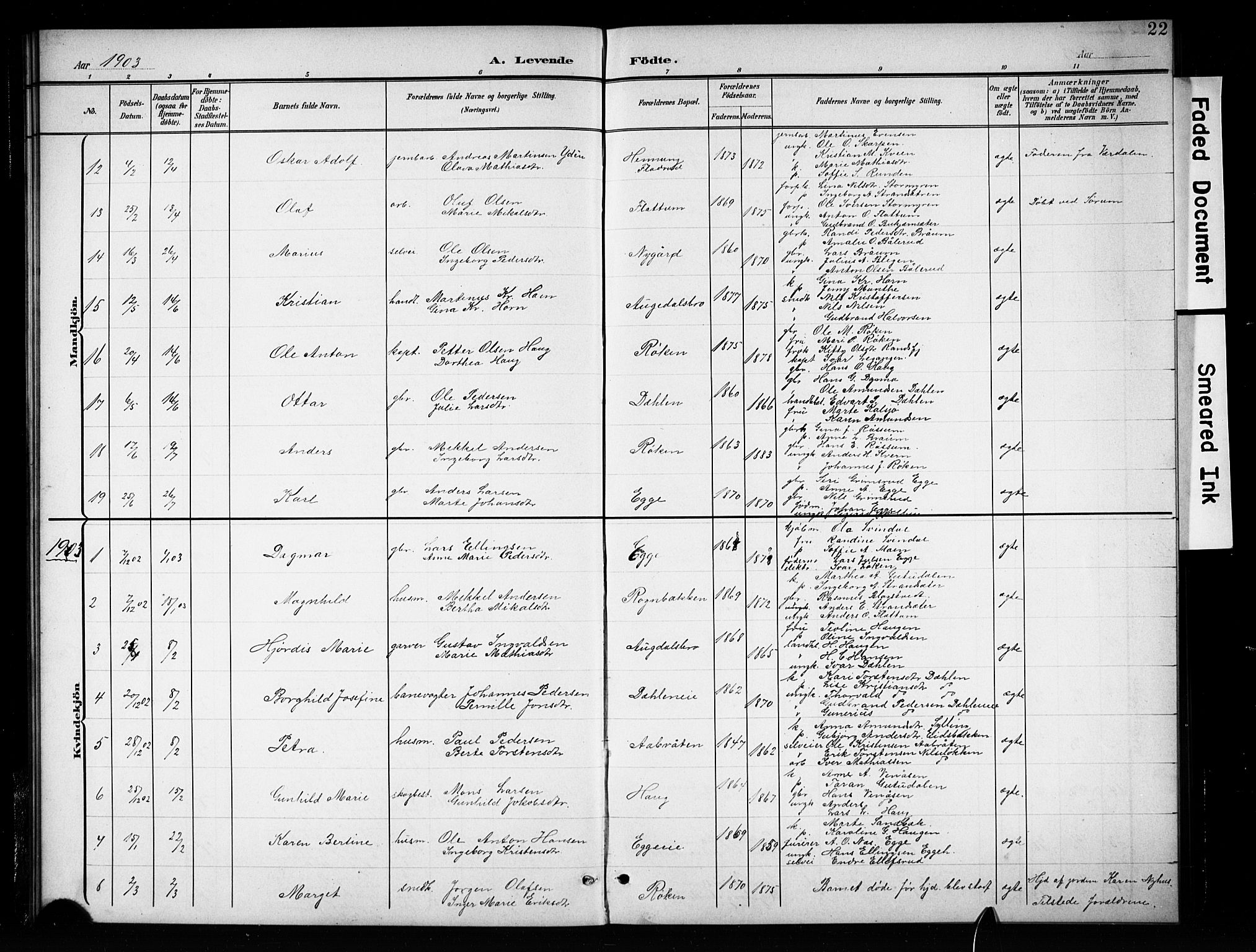 Brandbu prestekontor, AV/SAH-PREST-114/H/Ha/Hab/L0005: Parish register (copy) no. 5, 1900-1913, p. 22