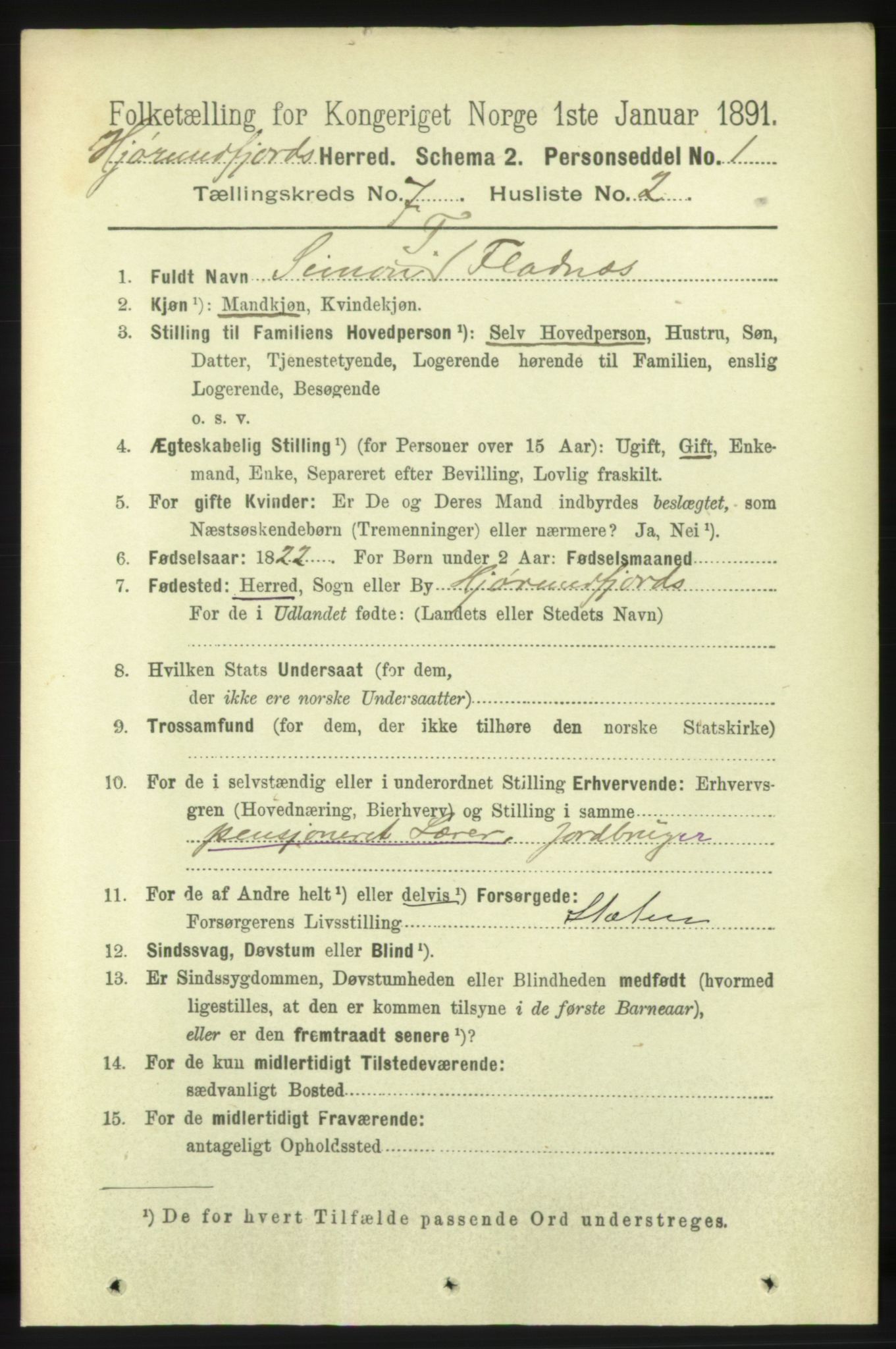 RA, 1891 census for 1522 Hjørundfjord, 1891, p. 1513