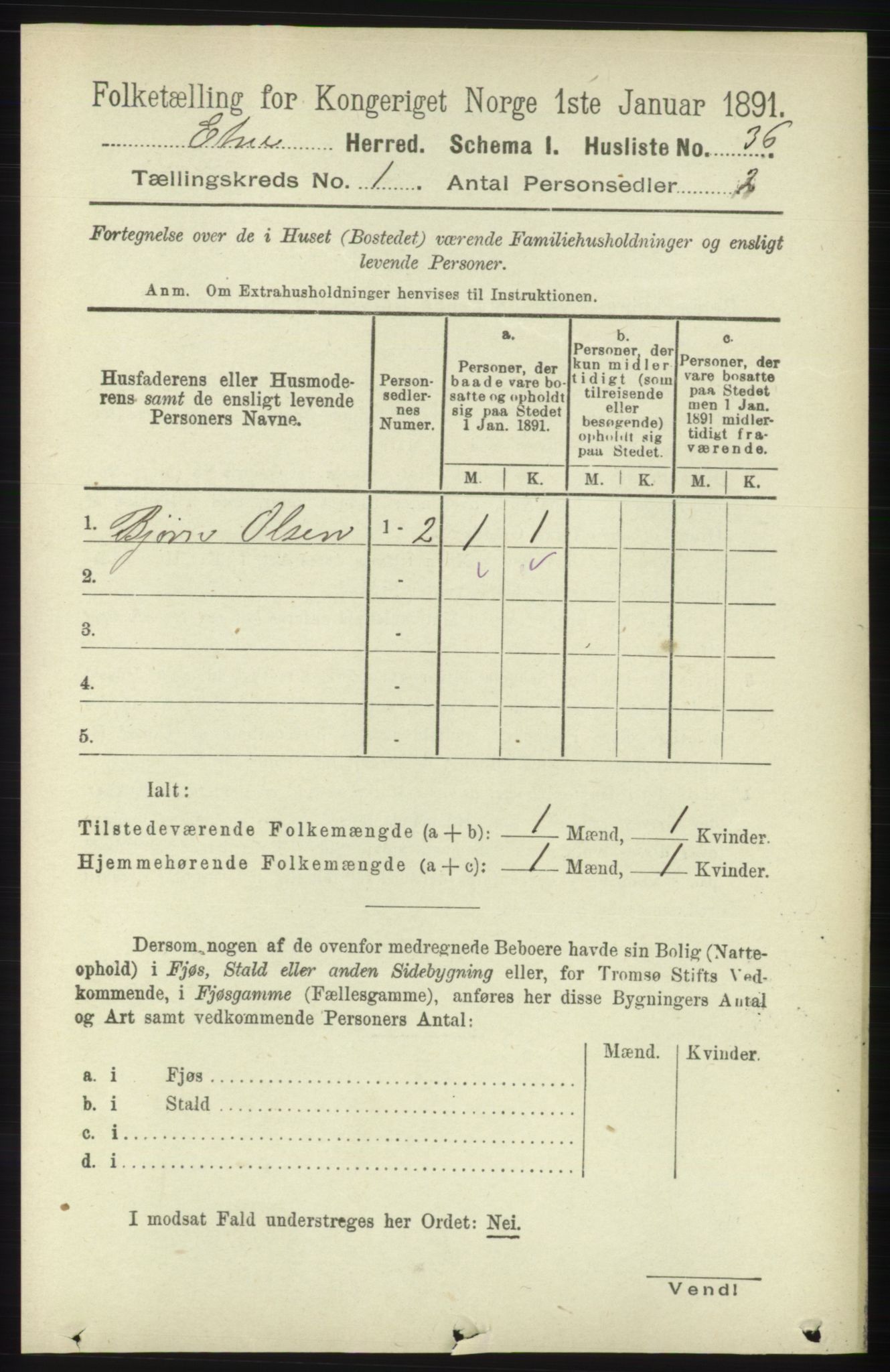 RA, 1891 census for 1211 Etne, 1891, p. 75