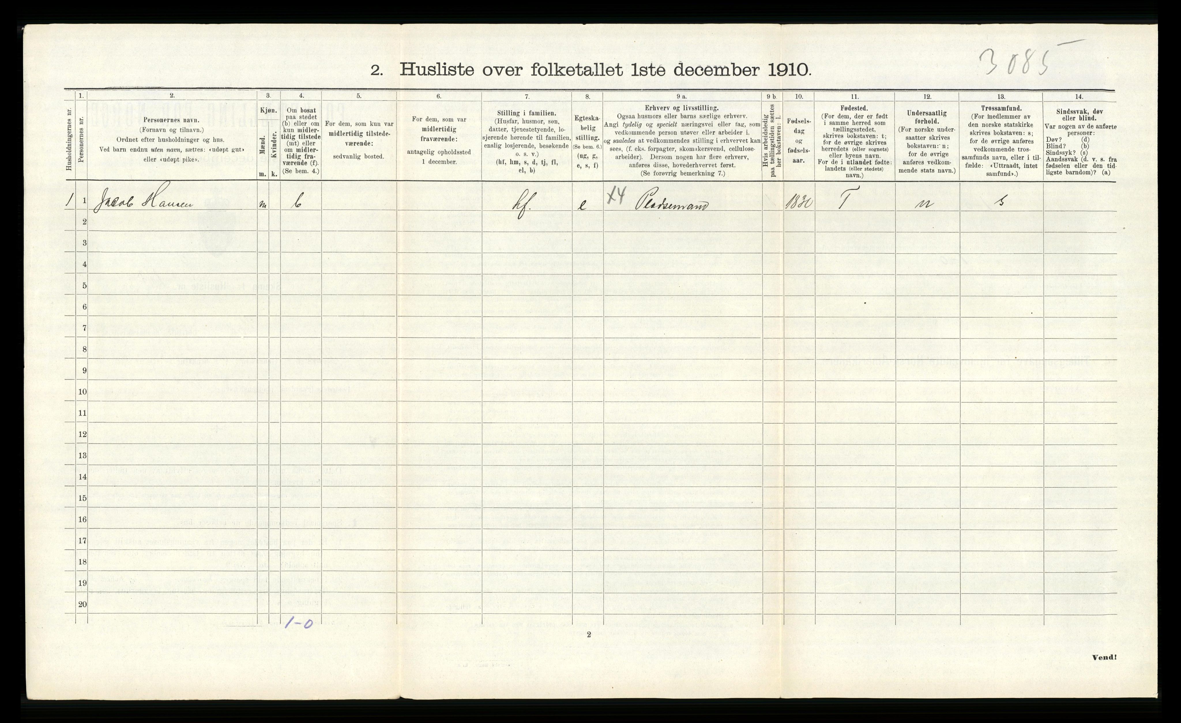 RA, 1910 census for Stord, 1910, p. 852