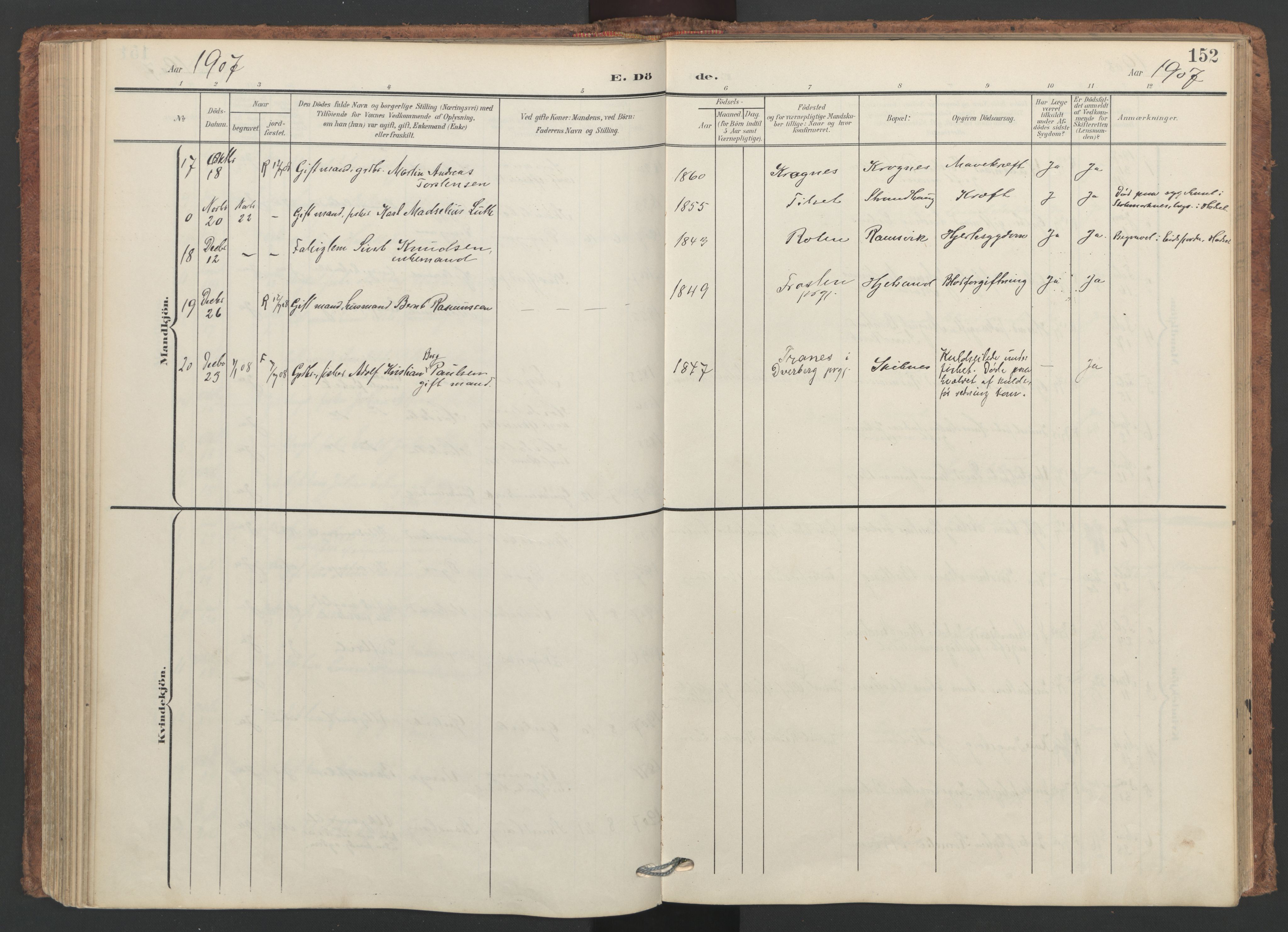Ministerialprotokoller, klokkerbøker og fødselsregistre - Nordland, SAT/A-1459/893/L1339: Parish register (official) no. 893A11, 1904-1914, p. 152