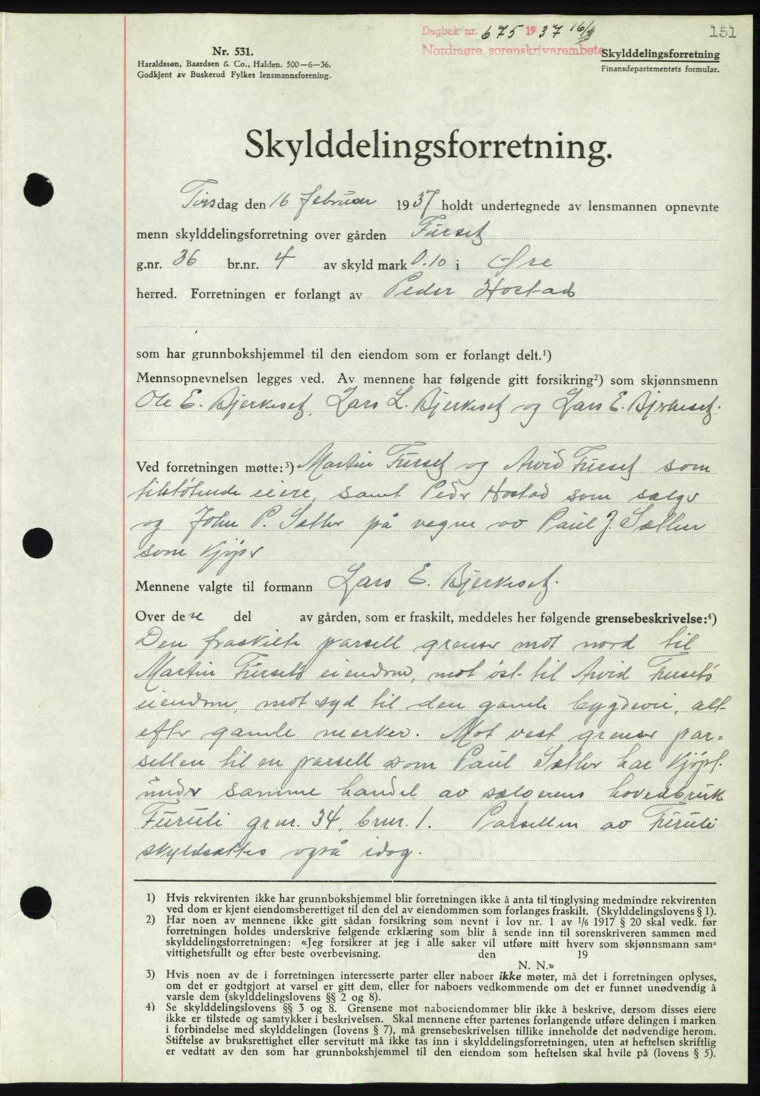 Nordmøre sorenskriveri, AV/SAT-A-4132/1/2/2Ca: Mortgage book no. A81, 1937-1937, Diary no: : 675/1937