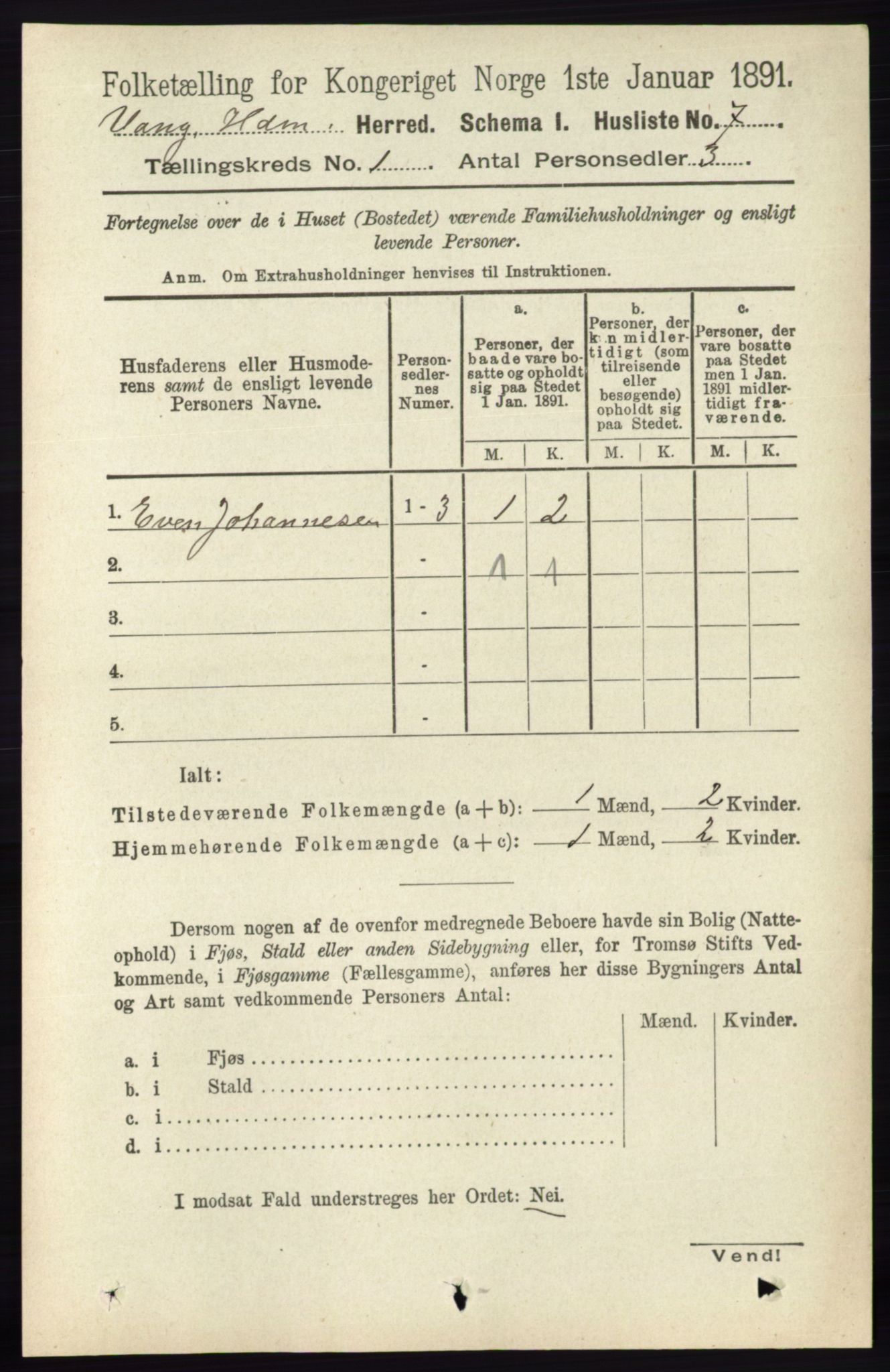 RA, 1891 census for 0414 Vang, 1891, p. 41