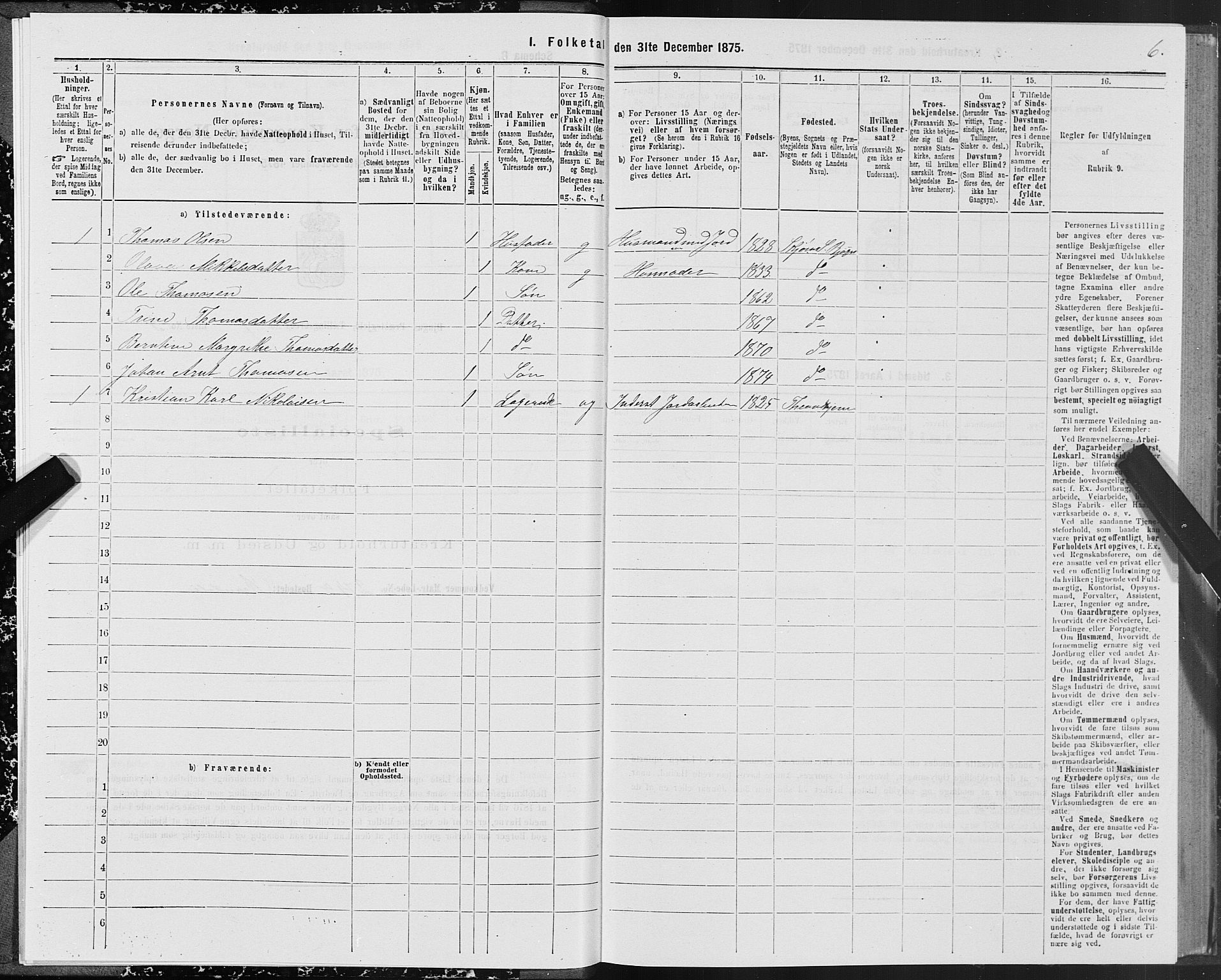 SAT, 1875 census for 1627P Bjugn, 1875, p. 4006