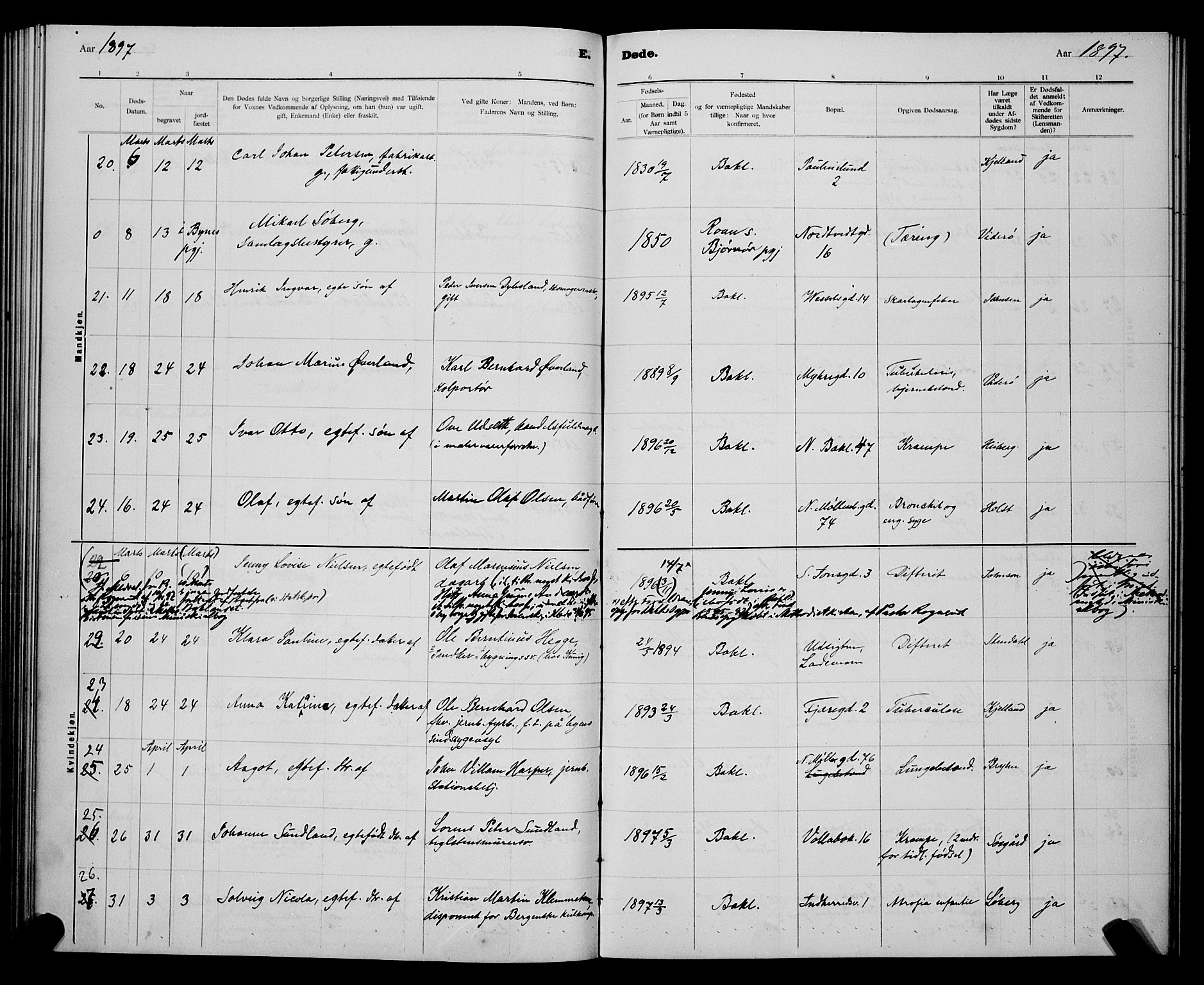 Ministerialprotokoller, klokkerbøker og fødselsregistre - Sør-Trøndelag, AV/SAT-A-1456/604/L0224: Parish register (copy) no. 604C07, 1894-1898